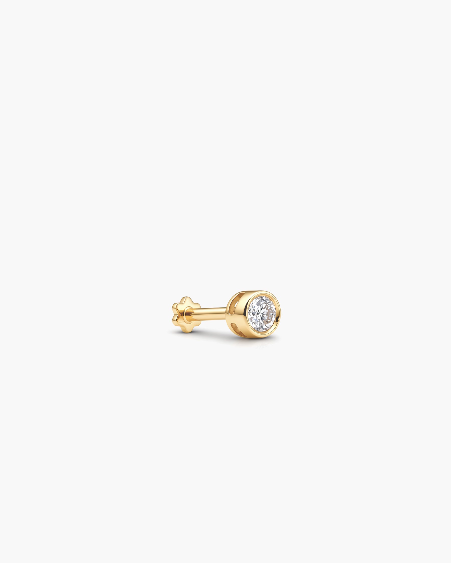 Diamond Basel Stud 3mm Single - 14K Yellow Gold Lab Grown Diamond Side Profile