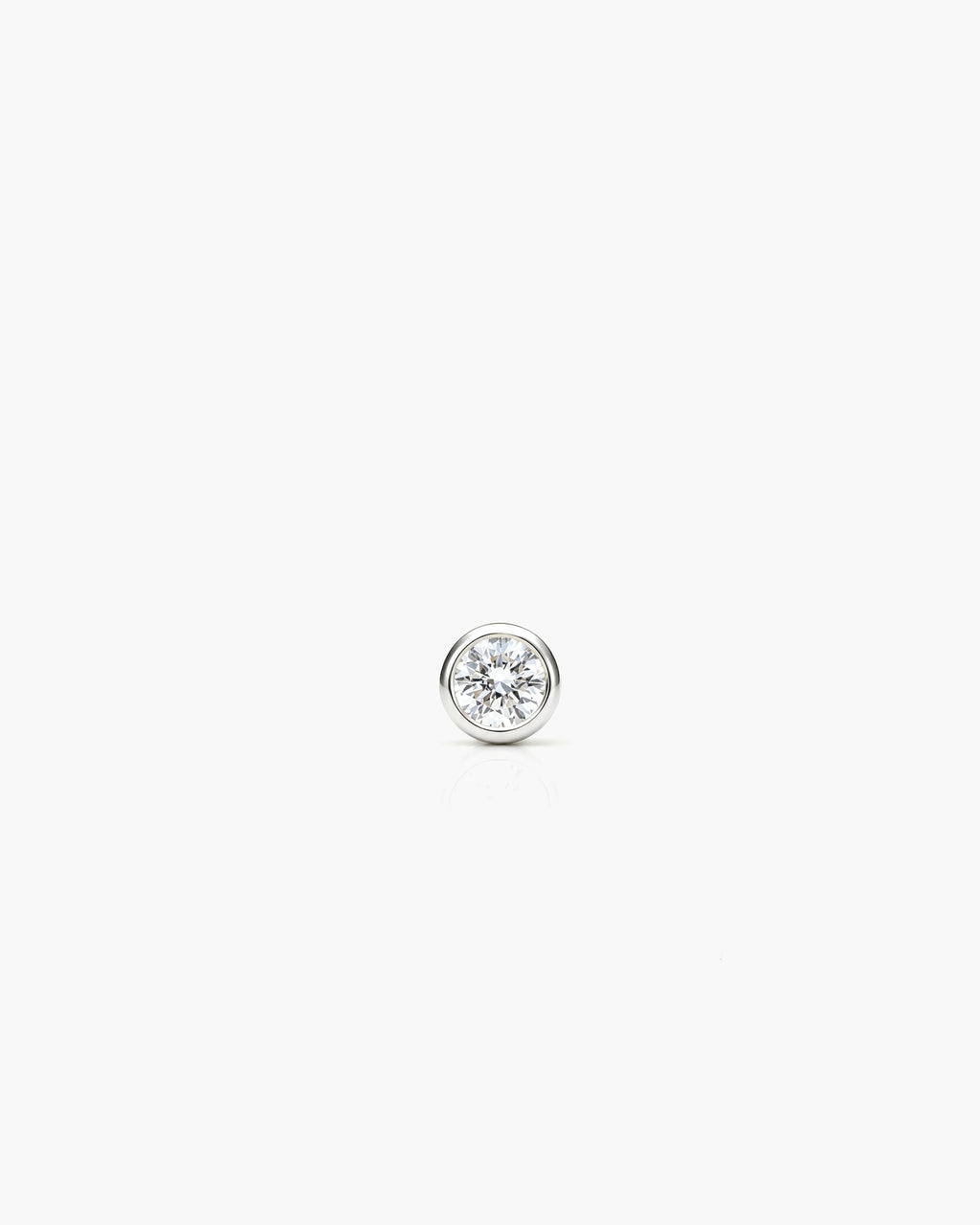 Diamond Basel Stud 3.8mm Single - 14K White Gold Lab Grown Diamond