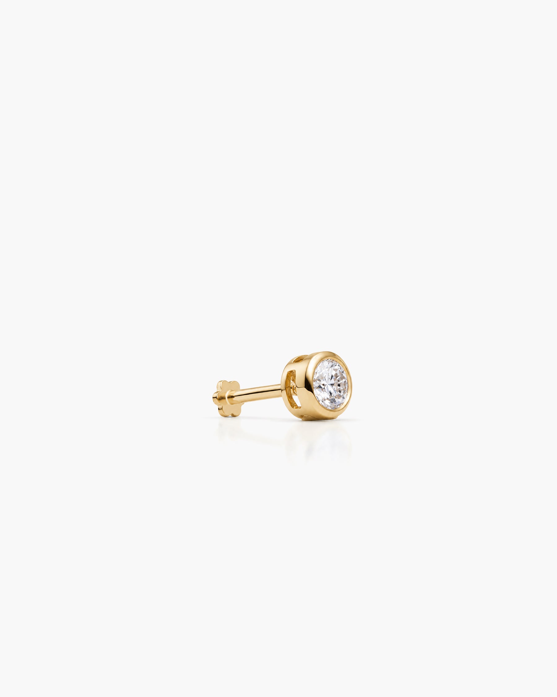 Diamond Basel Stud 3.8mm Single - 14K Yellow Gold Lab Grown Diamond Side Profile