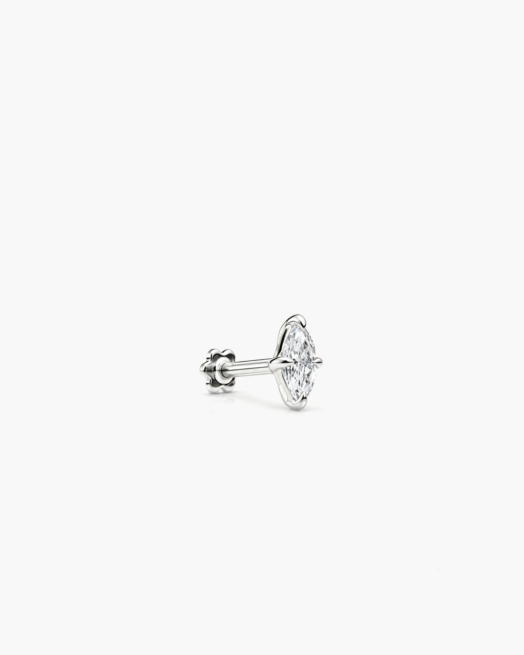 Marquise Diamond Stud - 14K White Gold Lab Grown Marquise Diamond Side Profile