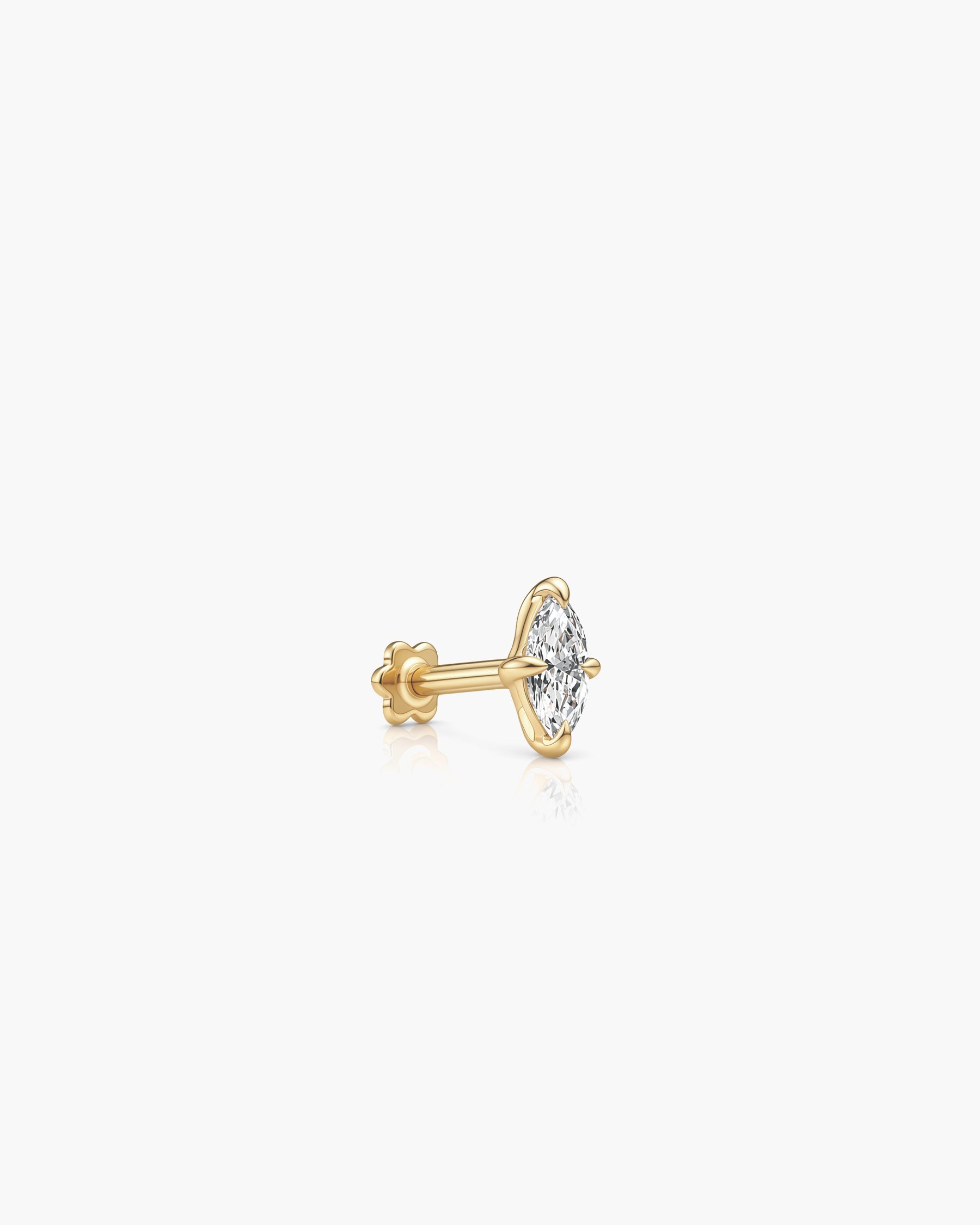Marquise Diamond Stud - 14K Yellow Gold Lab Grown Marquise Diamond Side Profile
