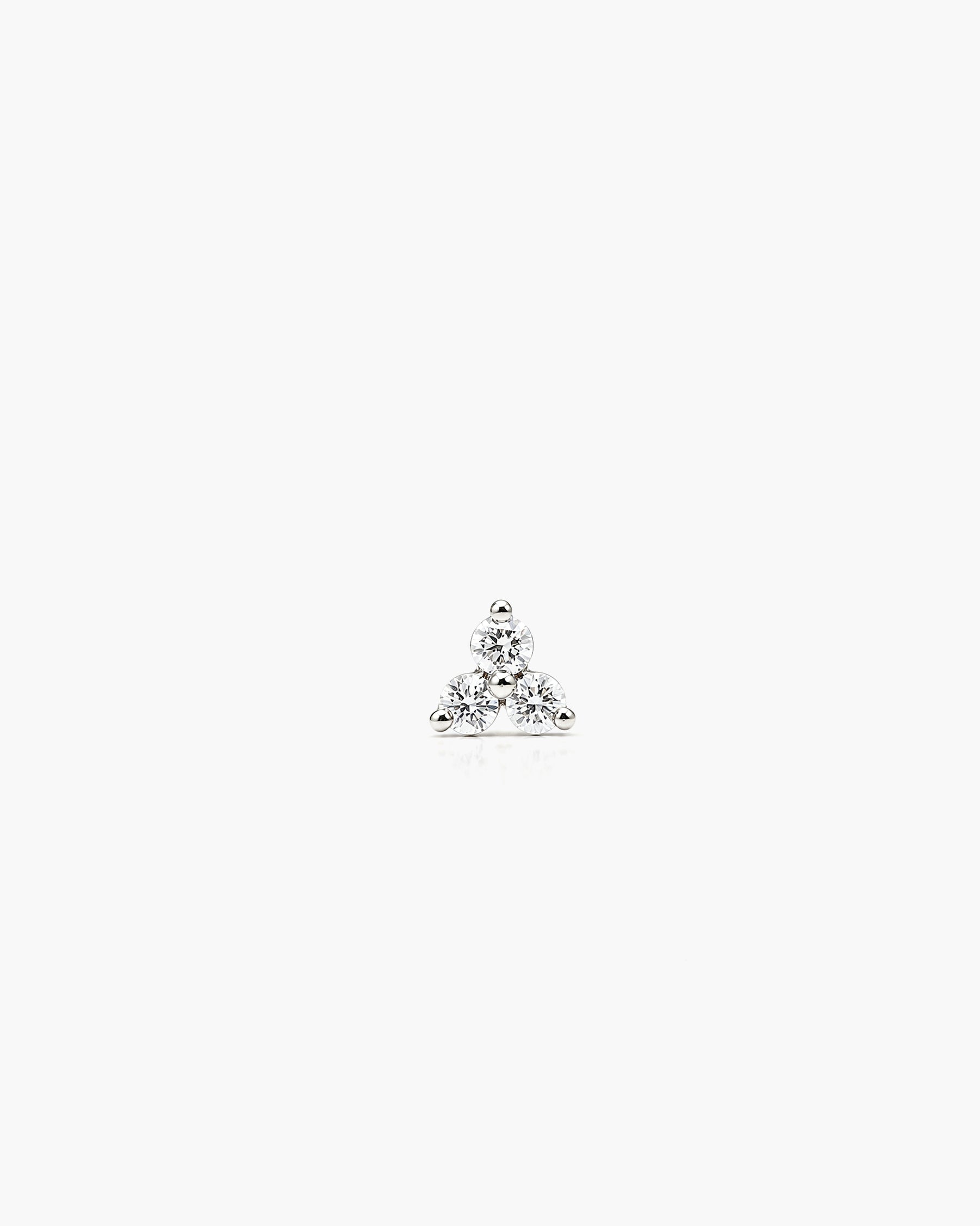 Trio Diamond Stud Single - 14K White Gold Lab Grown Diamond