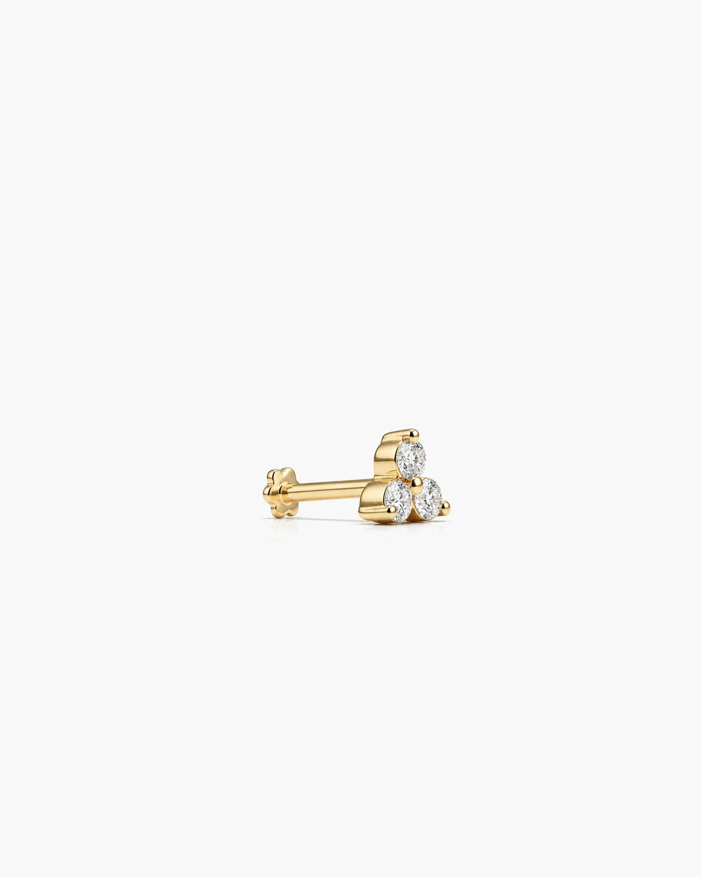 Trio Diamond Stud Single - 14K Yellow Gold Lab Grown Diamond Side Profile
