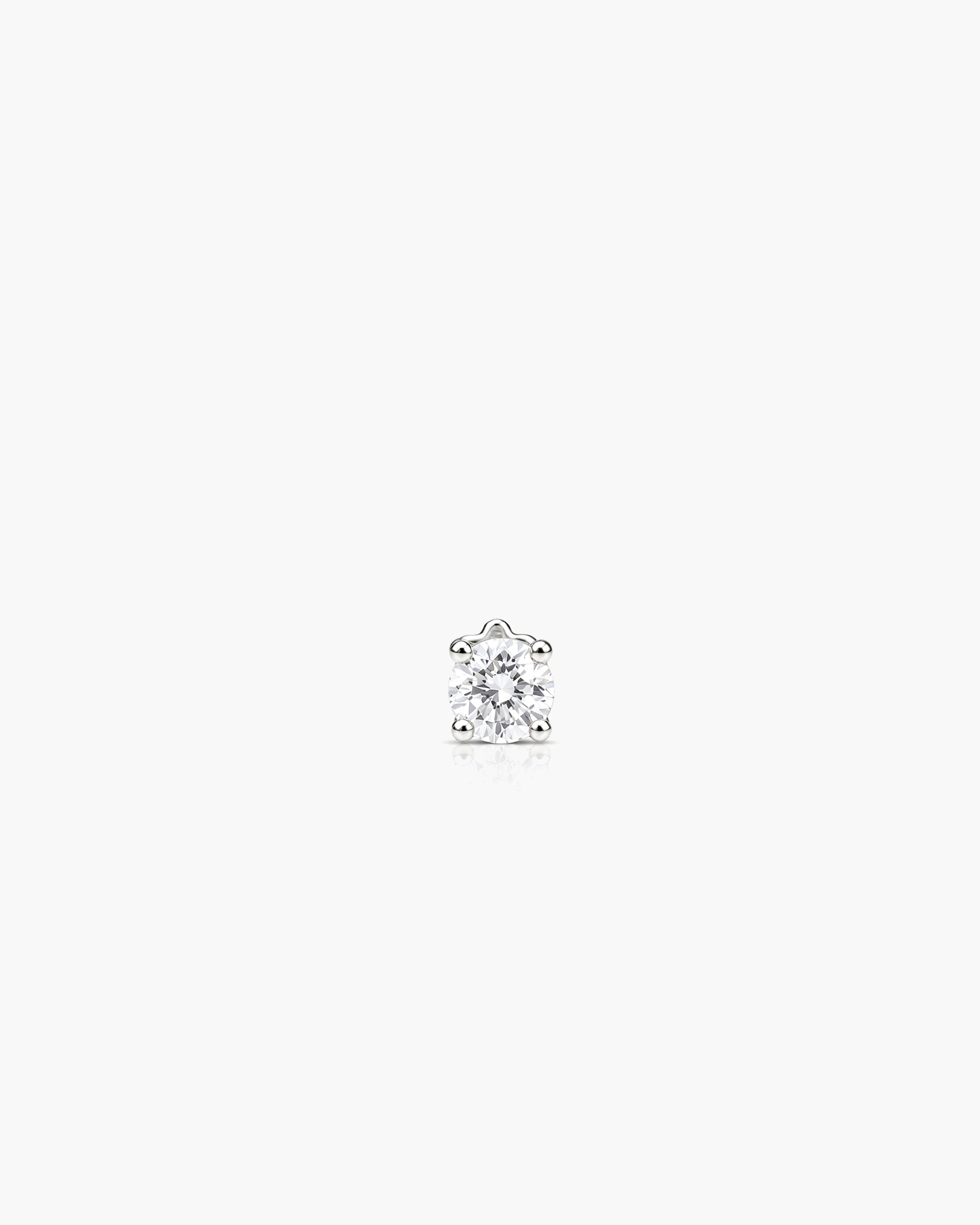 Diamond Stud 4 Prong 3.2mm Single - 14K White Gold Lab Grown Diamond