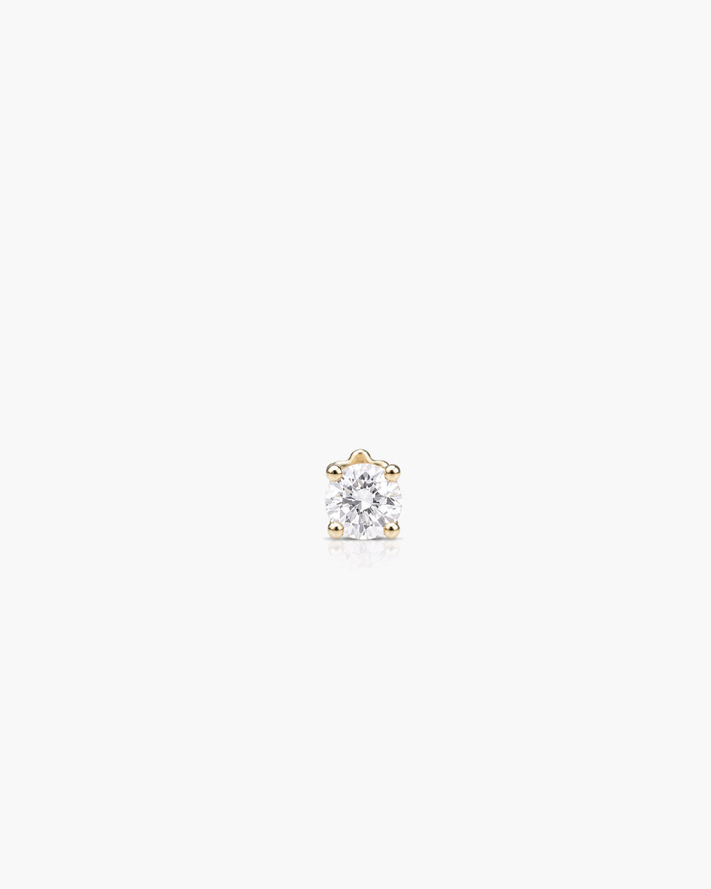 Diamond Stud 4 Prong 3.2mm Single - 14K Yellow Gold Lab Grown Diamond