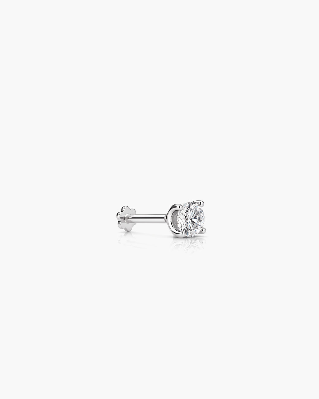 Diamond Stud 4 Prong 4.2mm Single - 14K White Gold Lab Grown Diamond Side Profile