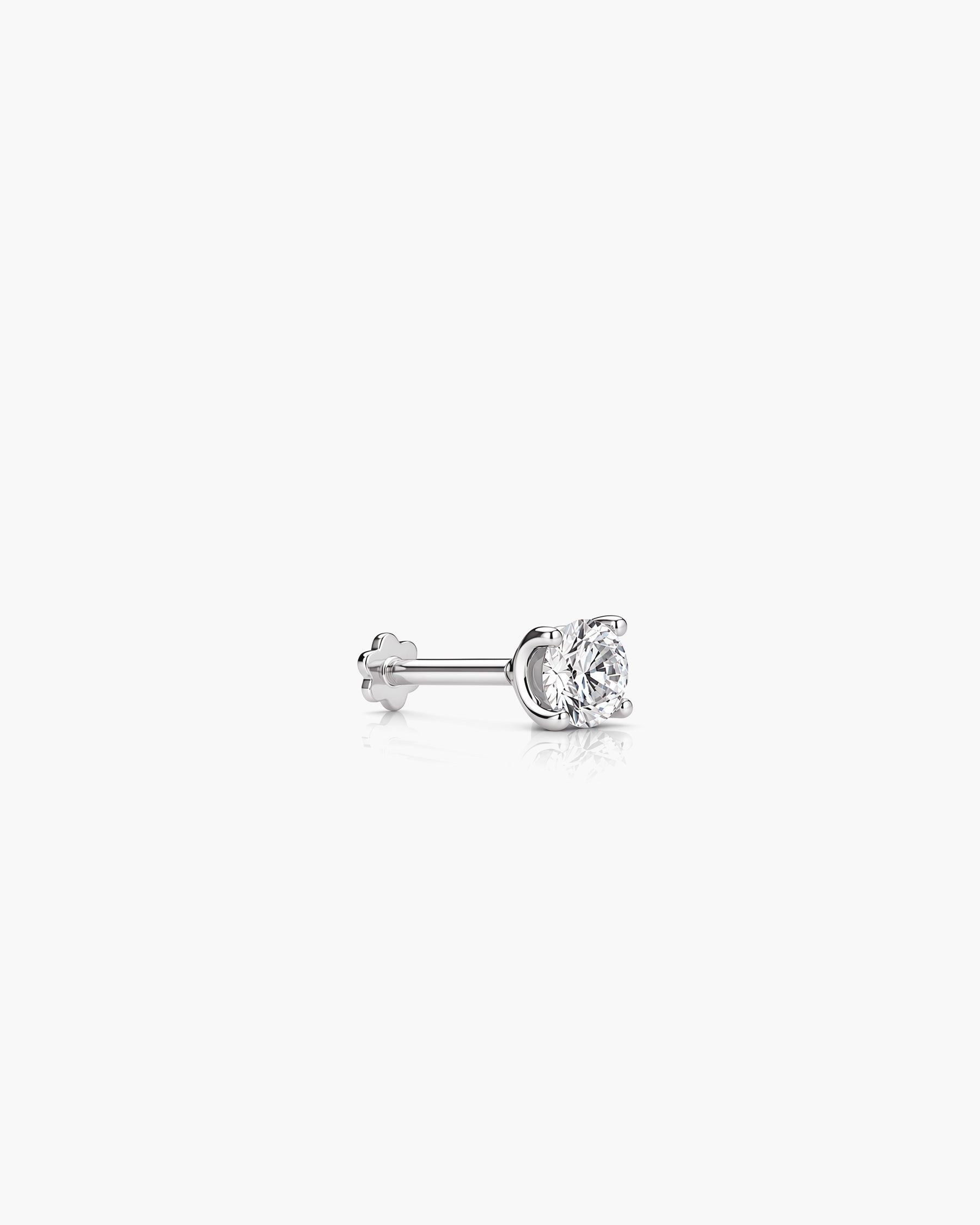Diamond Stud 4 Prong 4.2mm Single - 14K White Gold Lab Grown Diamond Side Profile