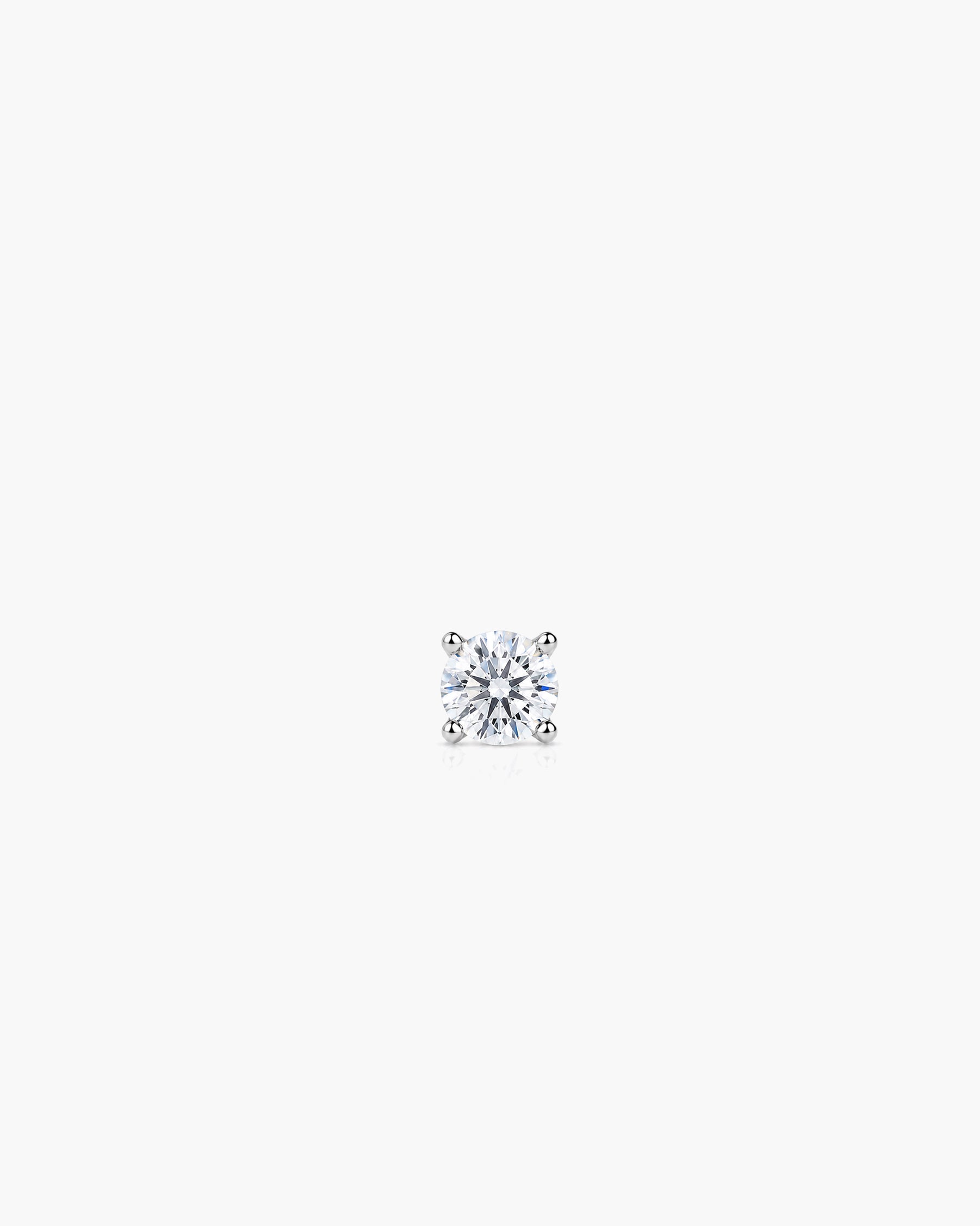 Diamond Stud 4 Prong 4.2mm Single - 14K White Gold Lab Grown Diamond