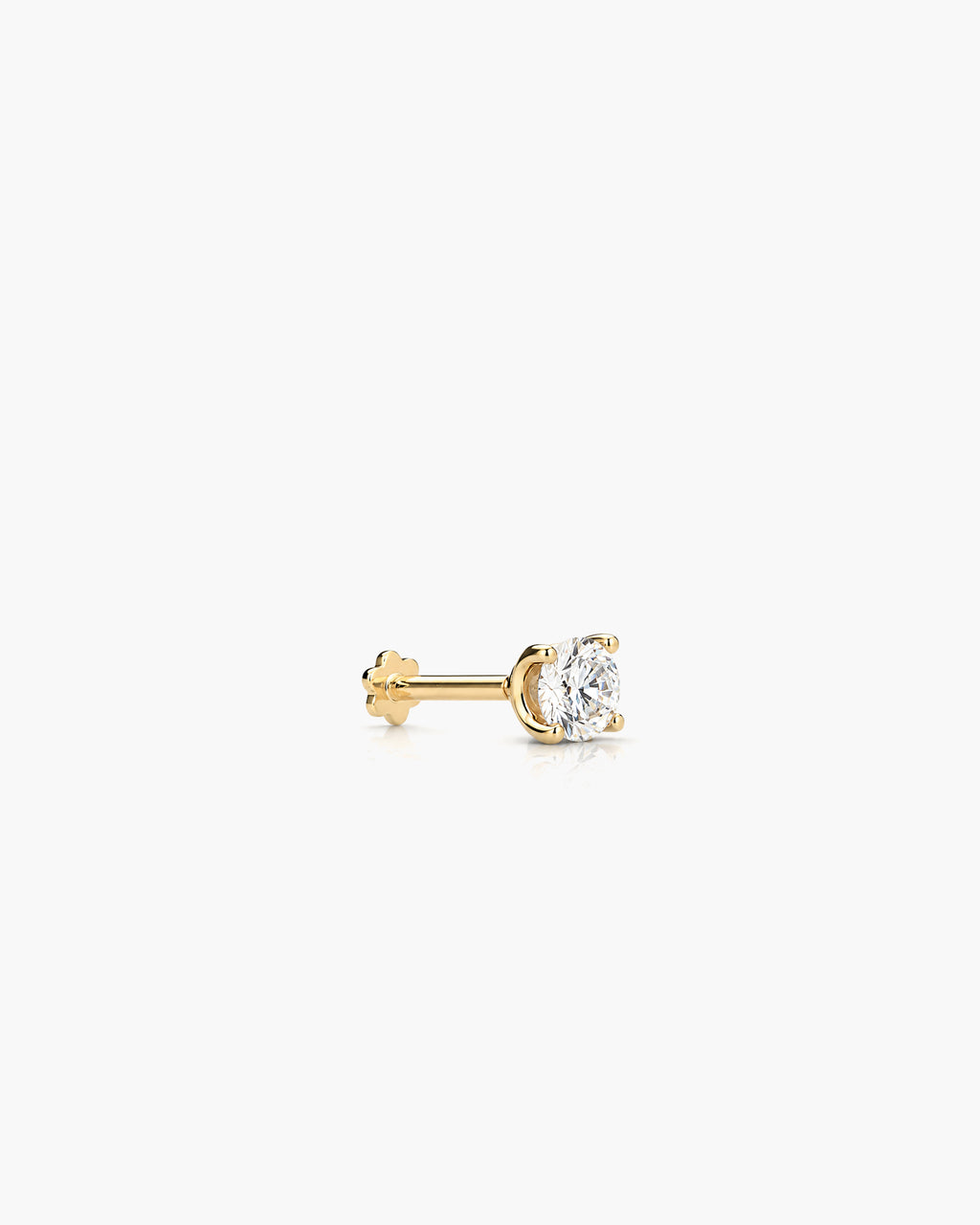 Diamond Stud 4 Prong 4.2mm Single - 14K Yellow Gold Lab Grown Diamond Side Profile