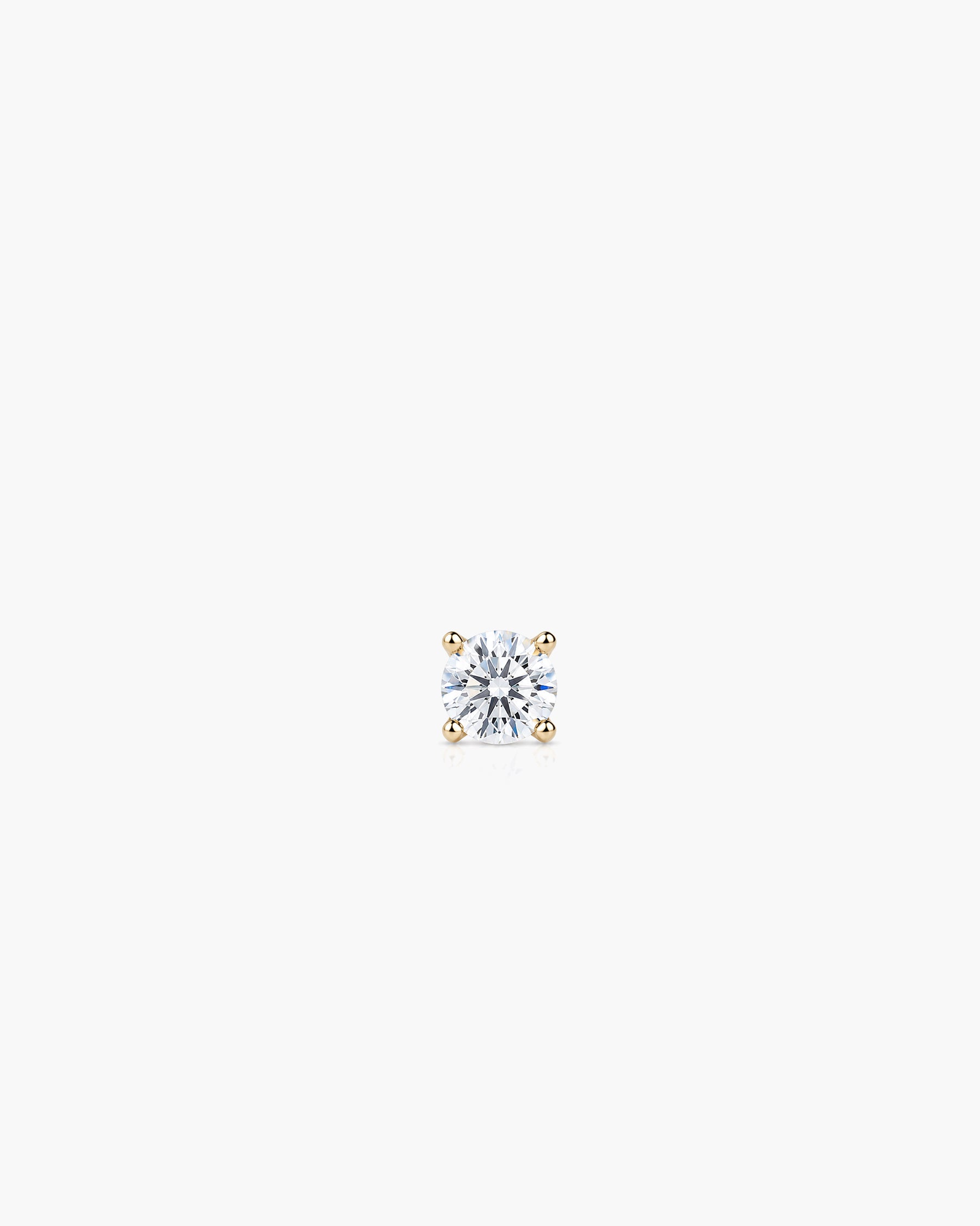 Diamond Stud 4 Prong 4.2mm Single - 14K Yellow Gold Lab Grown Diamond