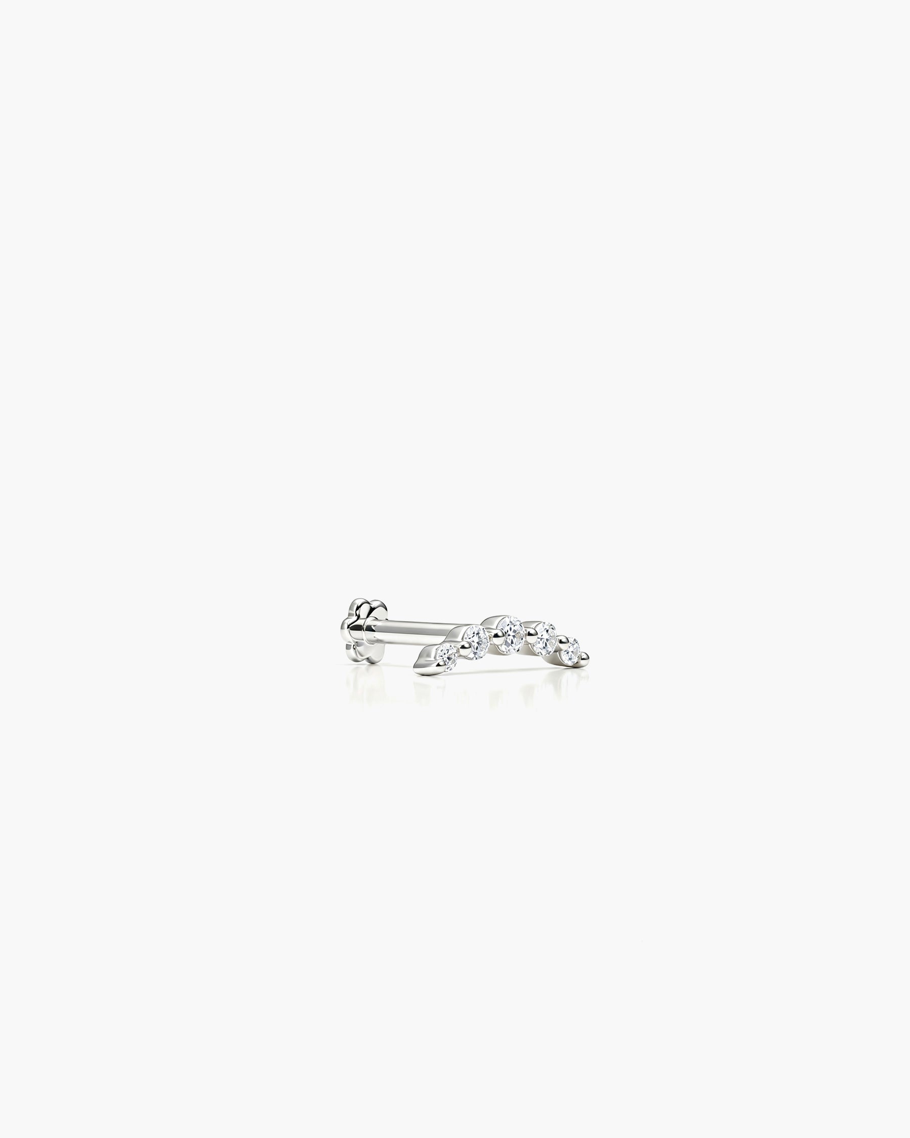 Diamond Curve Stud Single - 14K White Gold Lab Grown Diamond Side Profile