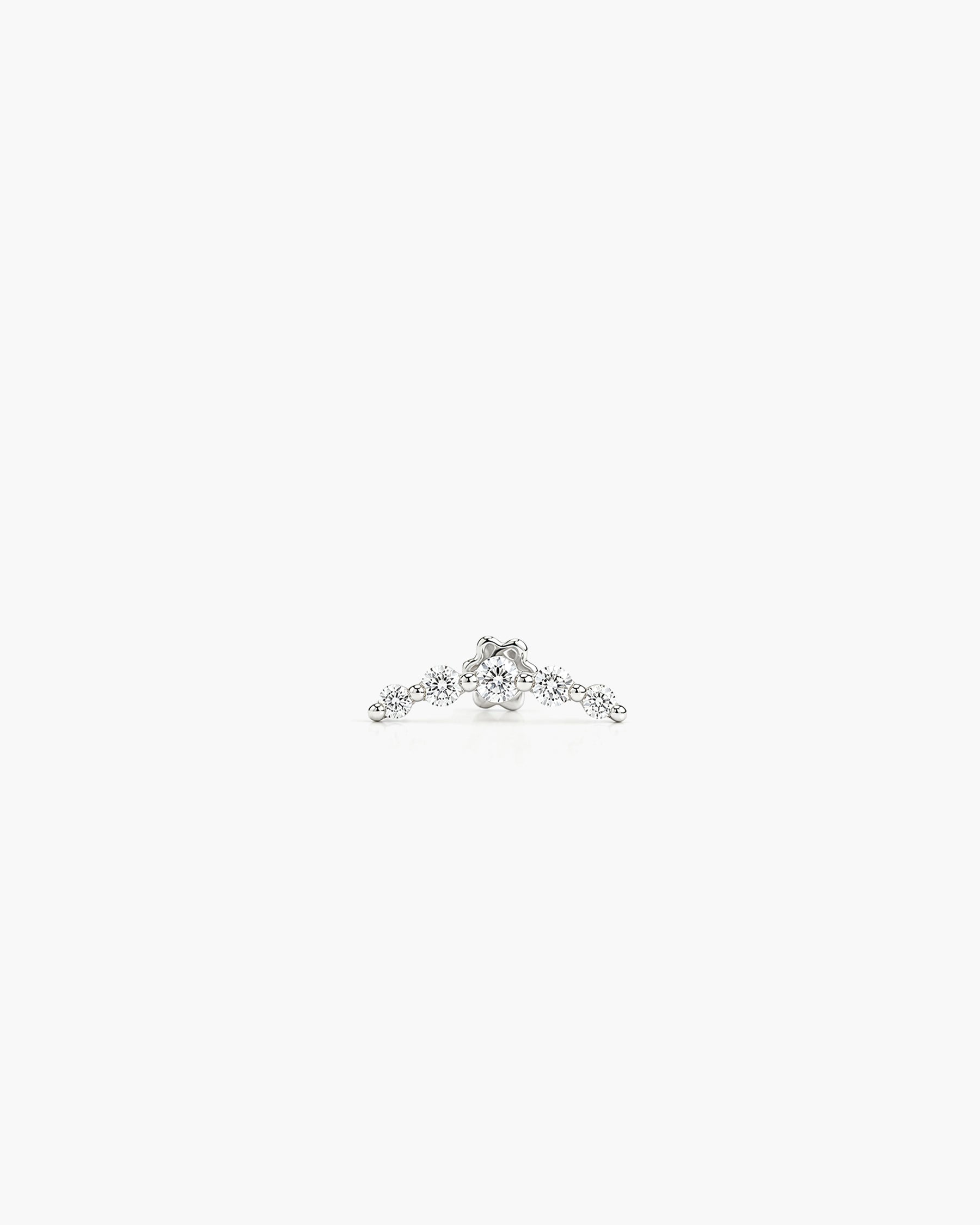 Diamond Curve Stud Single - 14K White Gold Lab Grown Diamond