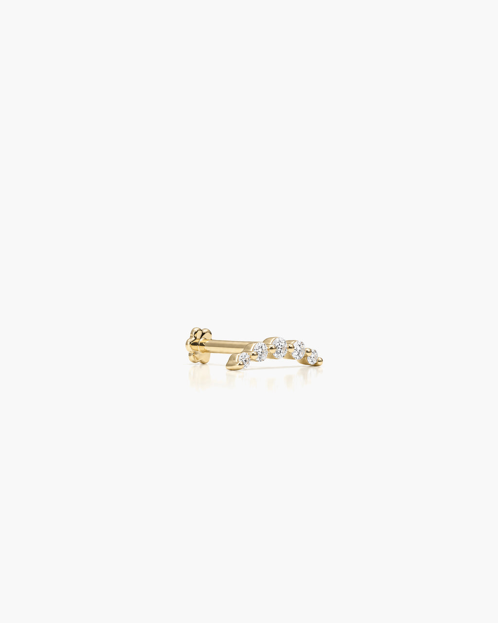 Diamond Curve Stud Single - 14K Yellow Gold Lab Grown Diamond Side Profile