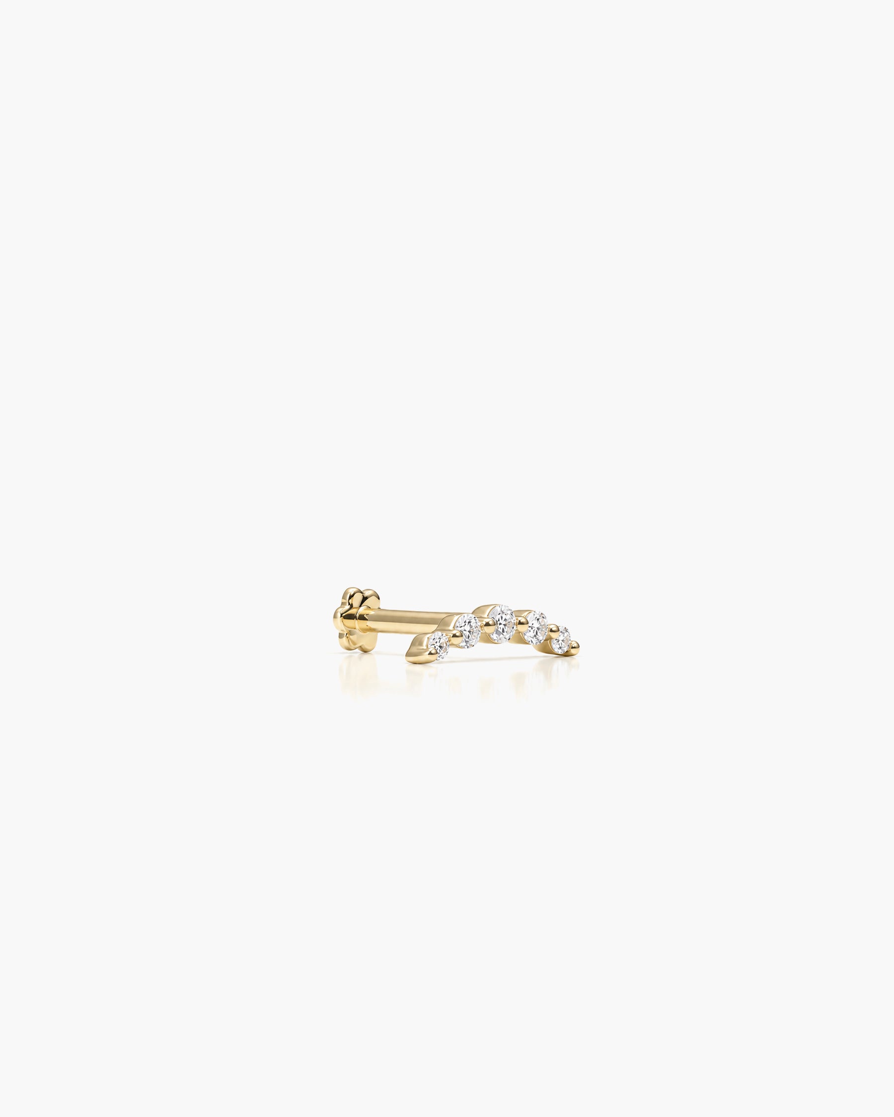 Diamond Curve Stud Single - 14K Yellow Gold Lab Grown Diamond Side Profile