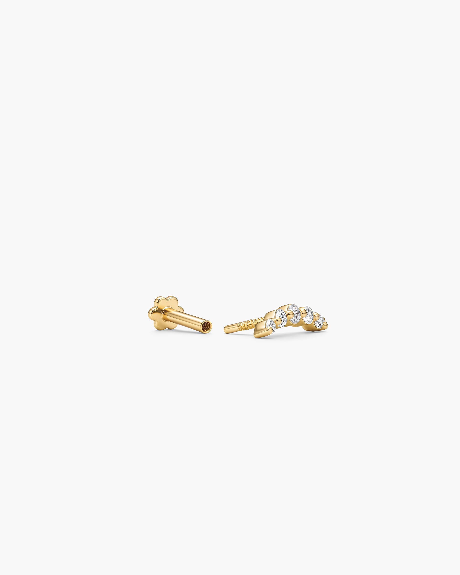 Diamond Curve Stud Single - 14K Yellow Gold Lab Grown Diamond Split Profile