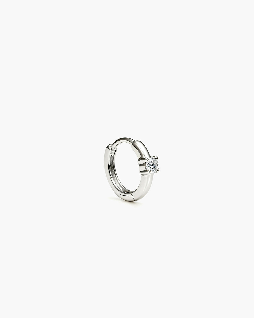 Diamond Dot Hoop Mini Single - 14K White Gold Lab Grown Diamond