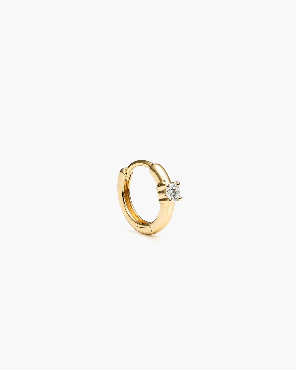Diamond Dot Hoop Mini Single - 14K Yellow Gold Lab Grown Diamond