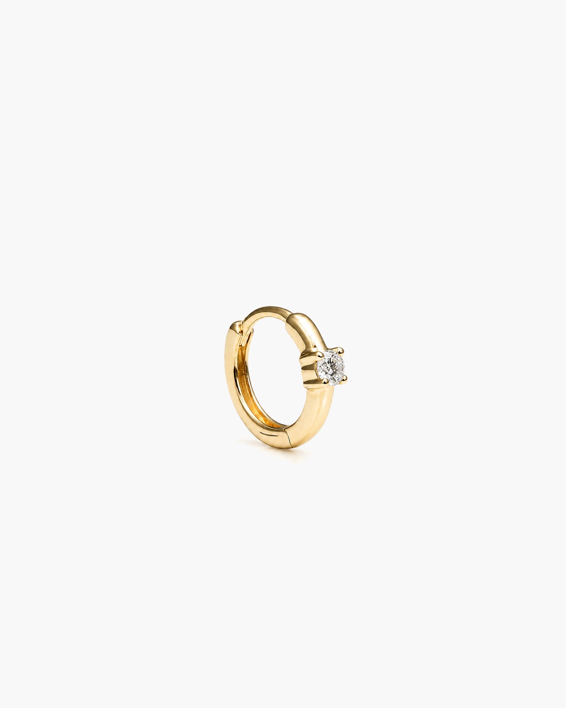 Diamond Dot Hoop Mini Single - 14K Yellow Gold Lab Grown Diamond