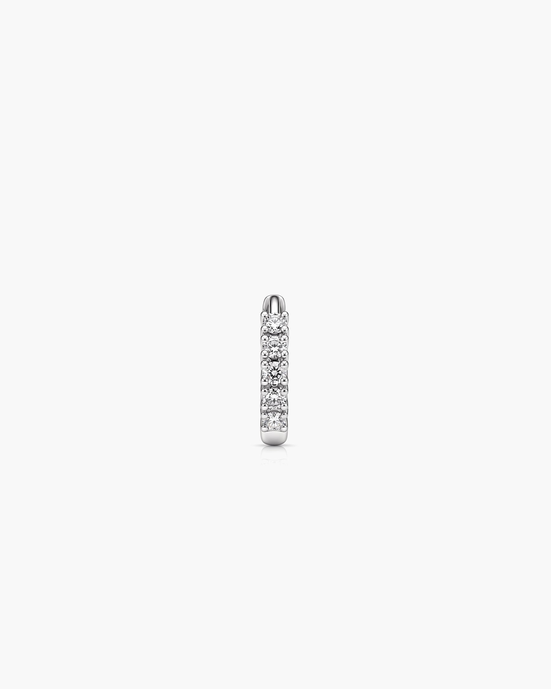 Diamond Hoop Mini Single - 14K White Gold Lab Grown Diamond Front Profile