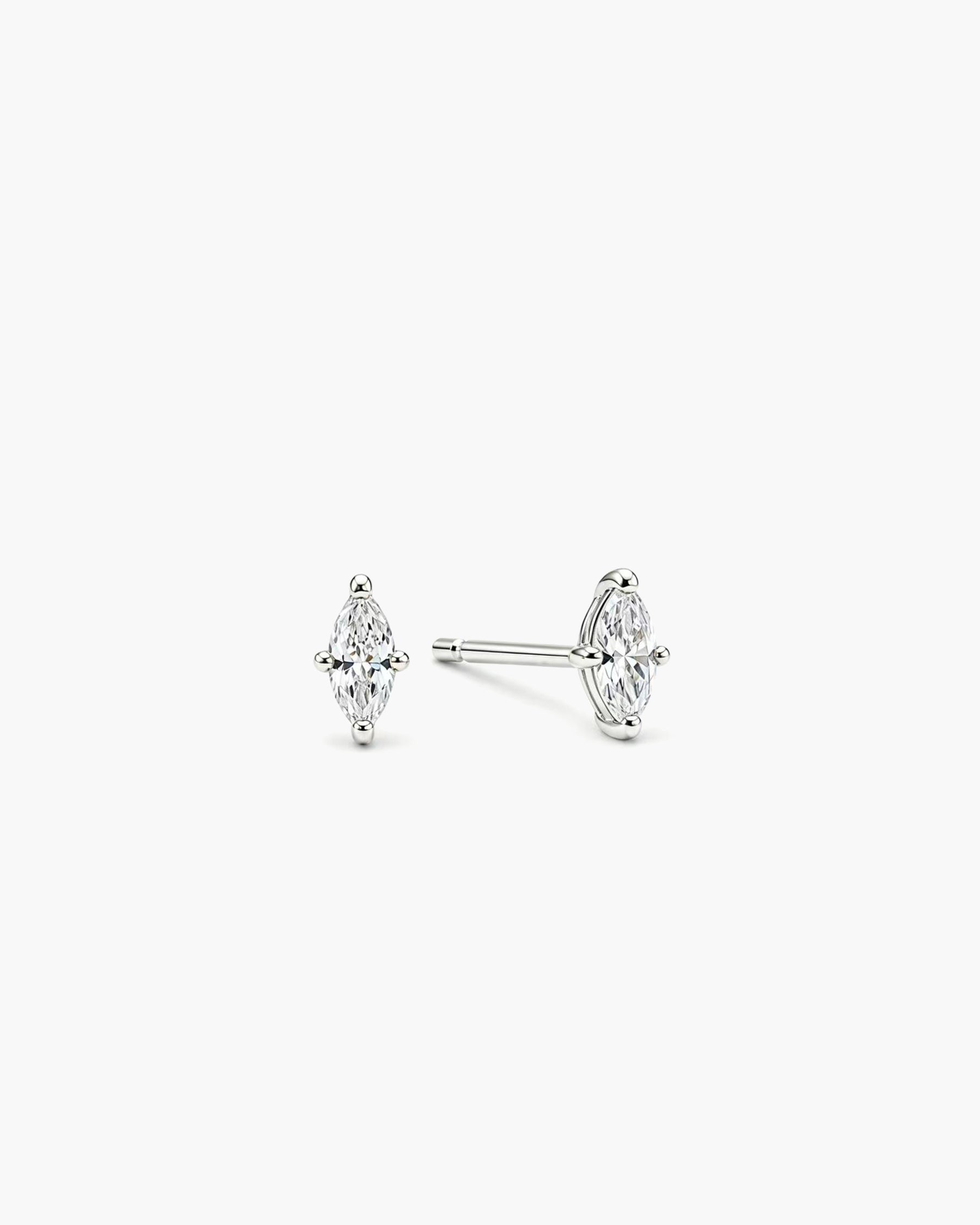 Marquise Diamond Studs - Sterling Silver Lab Grown Marquise Diamond