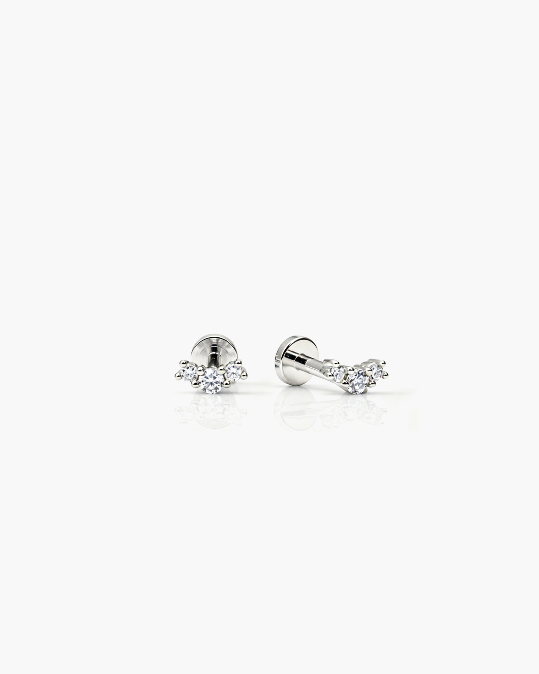 Mini Diamond Curve Stud Single - Titanium Lab Grown Diamond