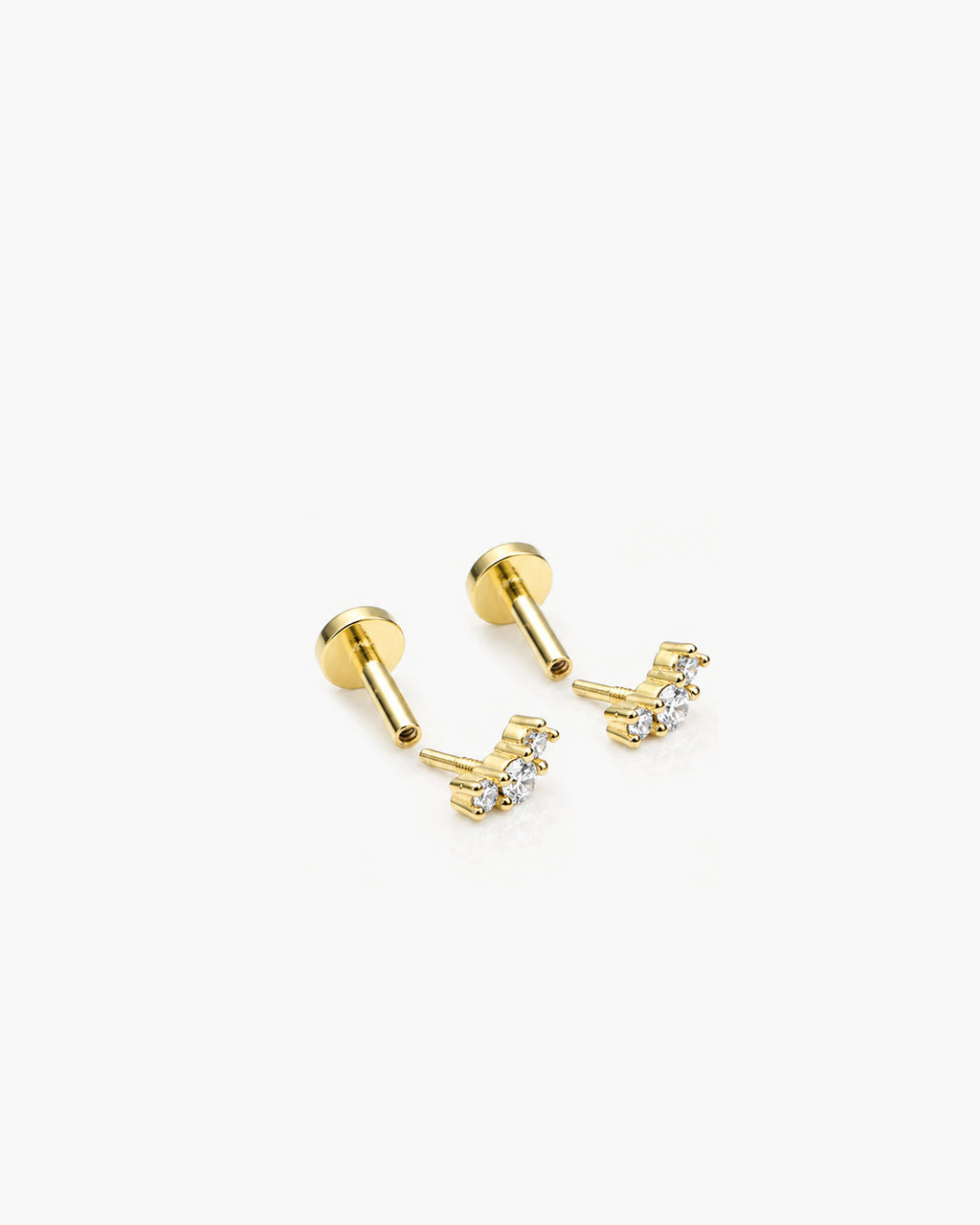 Mini Diamond Curve Stud Single - 18K Gold Vermeil Lab Grown Diamond Split Profile