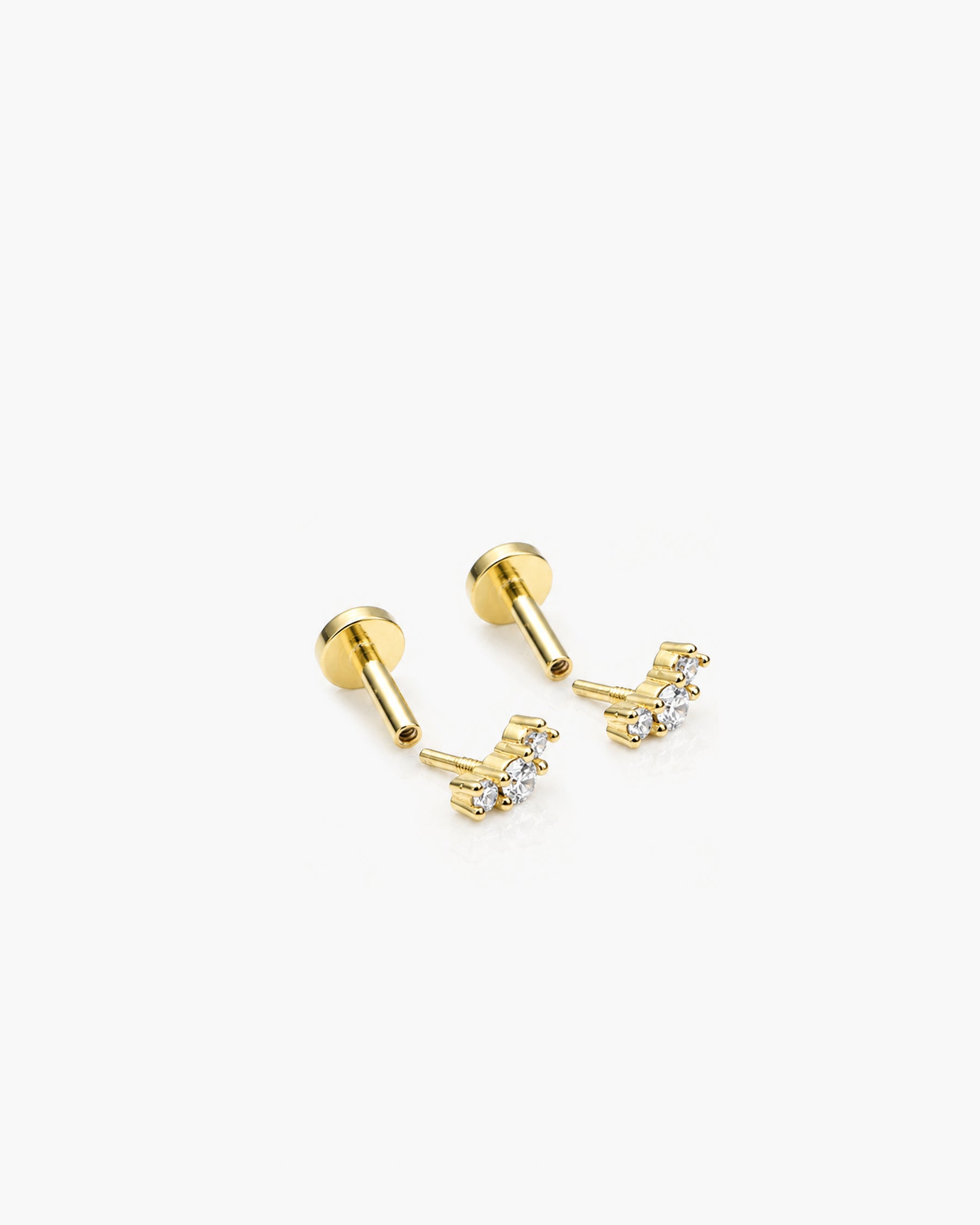 Mini Diamond Curve Stud Single - 18K Gold Vermeil Lab Grown Diamond Split Profile
