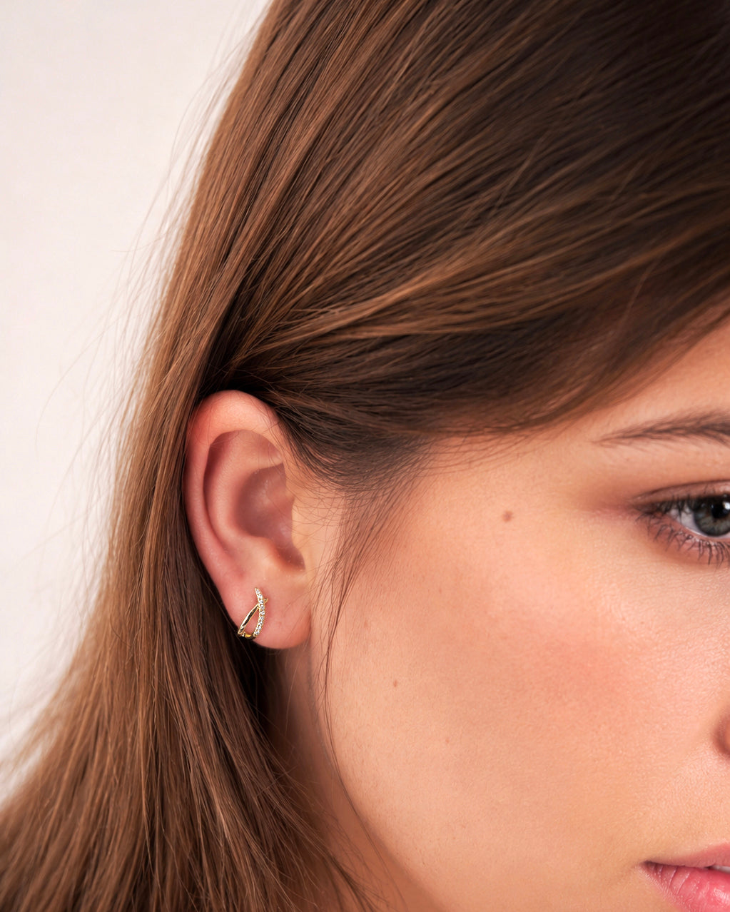Luna Pave Diamond Bar Studs - Sterling Silver Lab Grown Diamond Lifestyle