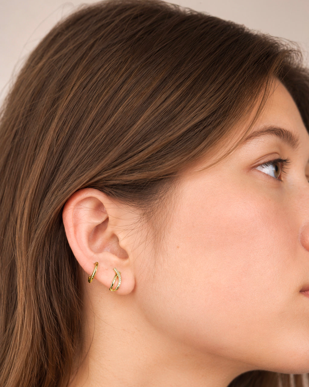 Luna Pave Diamond Bar Studs - 18K Gold Vermeil Lab Grown Diamond Lifestyle