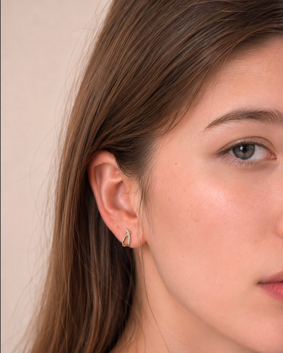 Luna Pave Diamond Bar Studs - 18K Gold Vermeil Lab Grown Diamond Lifestyle
