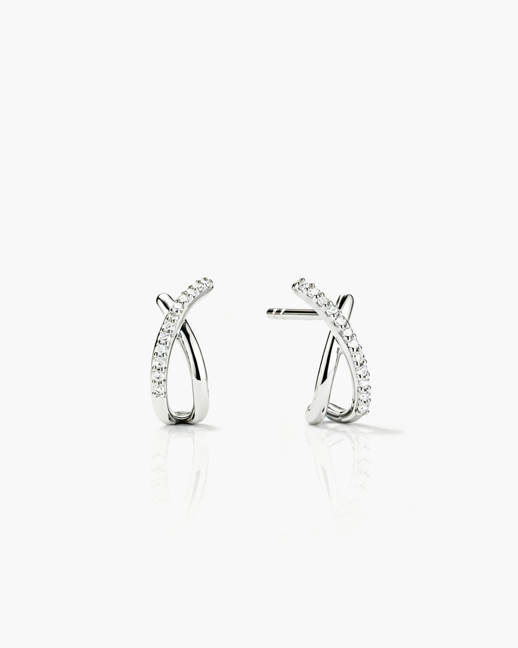 Luna Pave Diamond Bar Studs - Sterling Silver Lab Grown Diamond