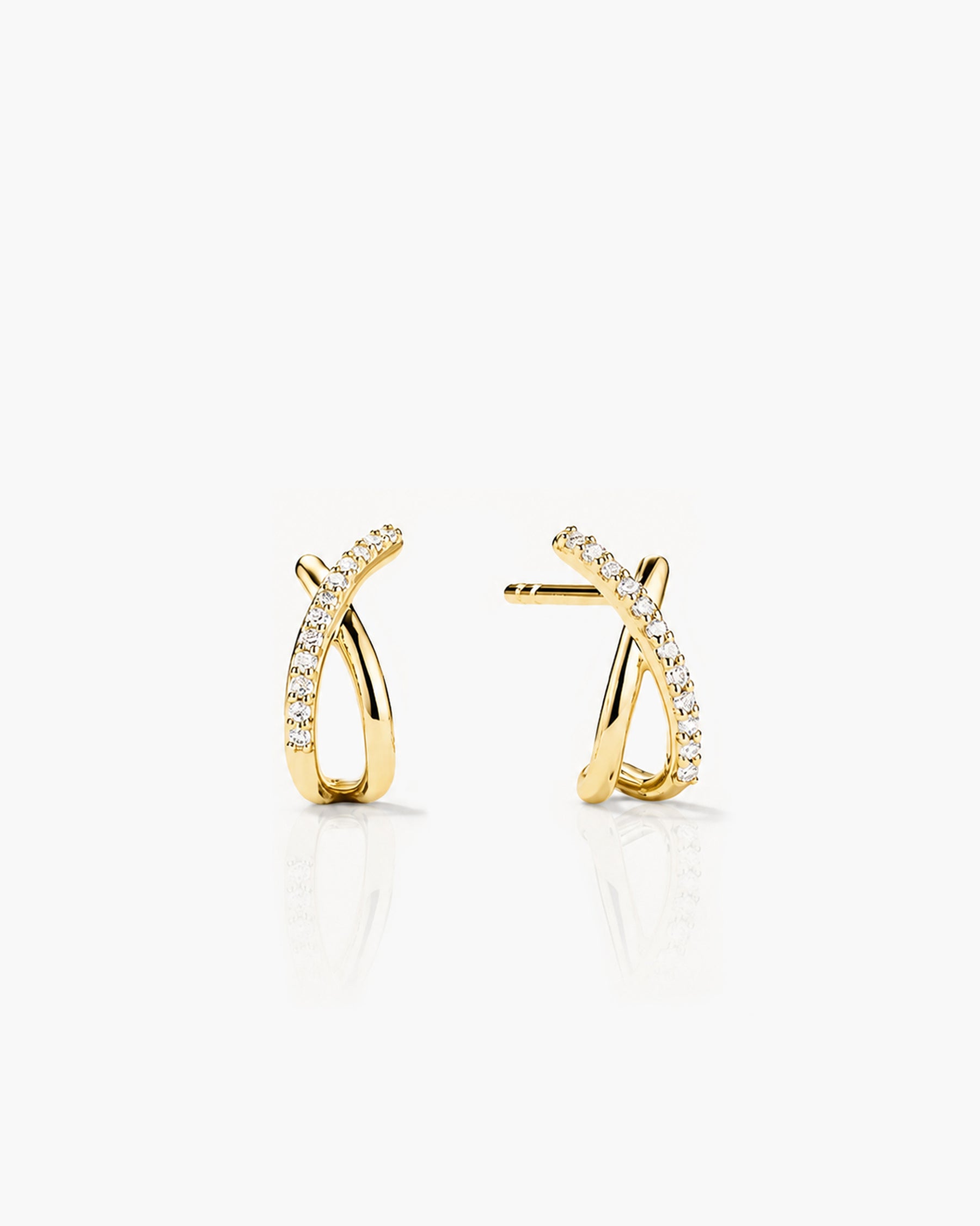 Luna Pave Diamond Bar Studs - 18K Gold Vermeil Lab Grown Diamond
