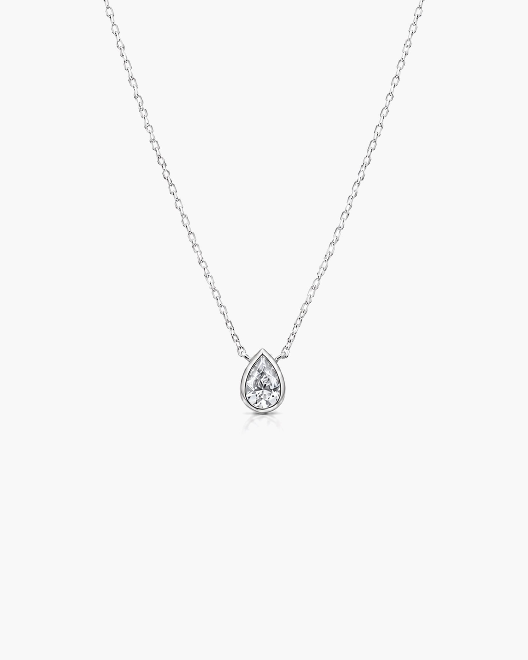 Lumi Pear Diamond Necklace - 14K White Gold Lab Grown Diamond