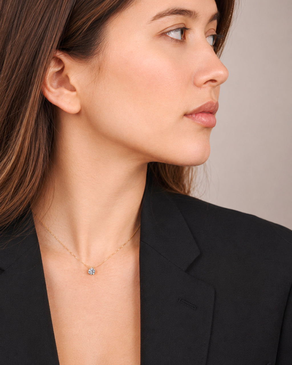 Orvielle Diamond Solitaire Necklace - 14K Gold Lab Grown Diamond Lifetsyle