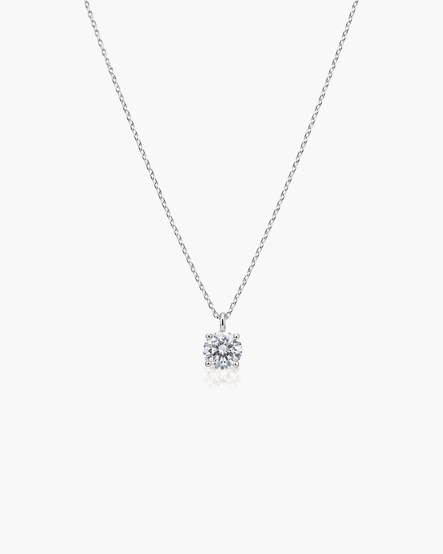 Orvielle Diamond Solitaire Necklace - 14K White Gold Lab Grown Diamond