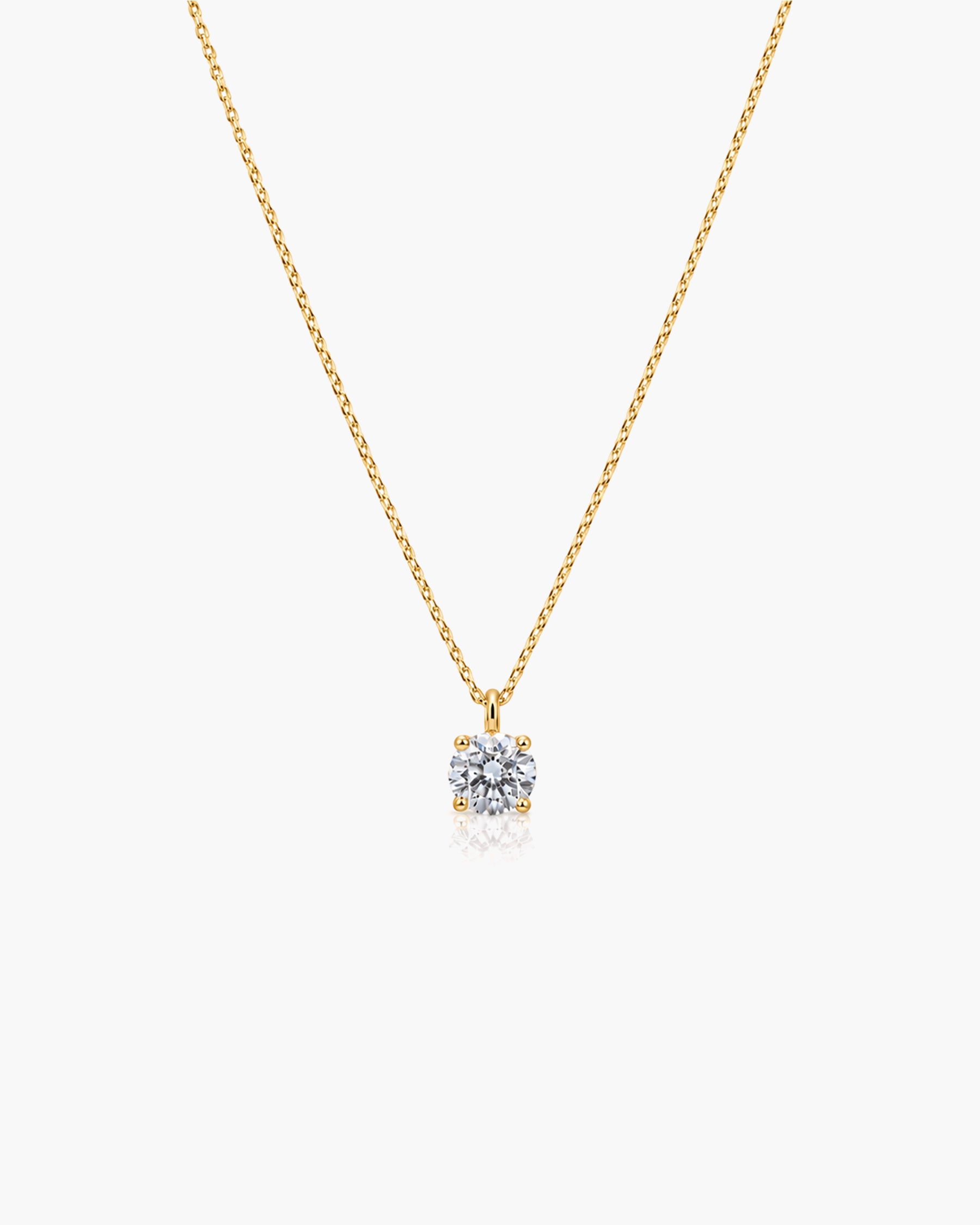 Orvielle Diamond Solitaire Necklace - 14K Yellow Gold Lab Grown Diamond
