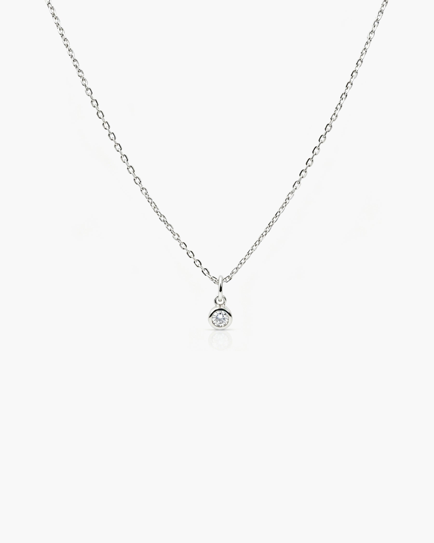 Solo Diamond Necklace - Sterling Silver Lab Grown Diamond