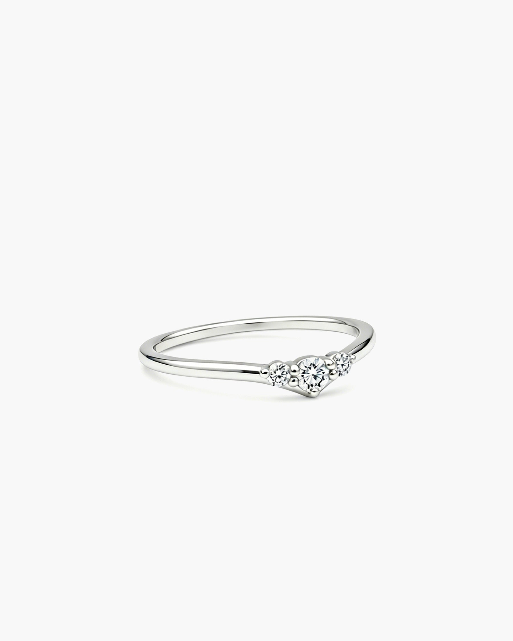 Contour Diamond Ring - Sterling Silver Side Profile