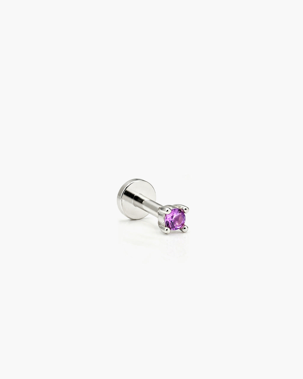 Babe Natural Pink Sapphire Stud Single - Titanium Natural Pink Sapphire Side Profile