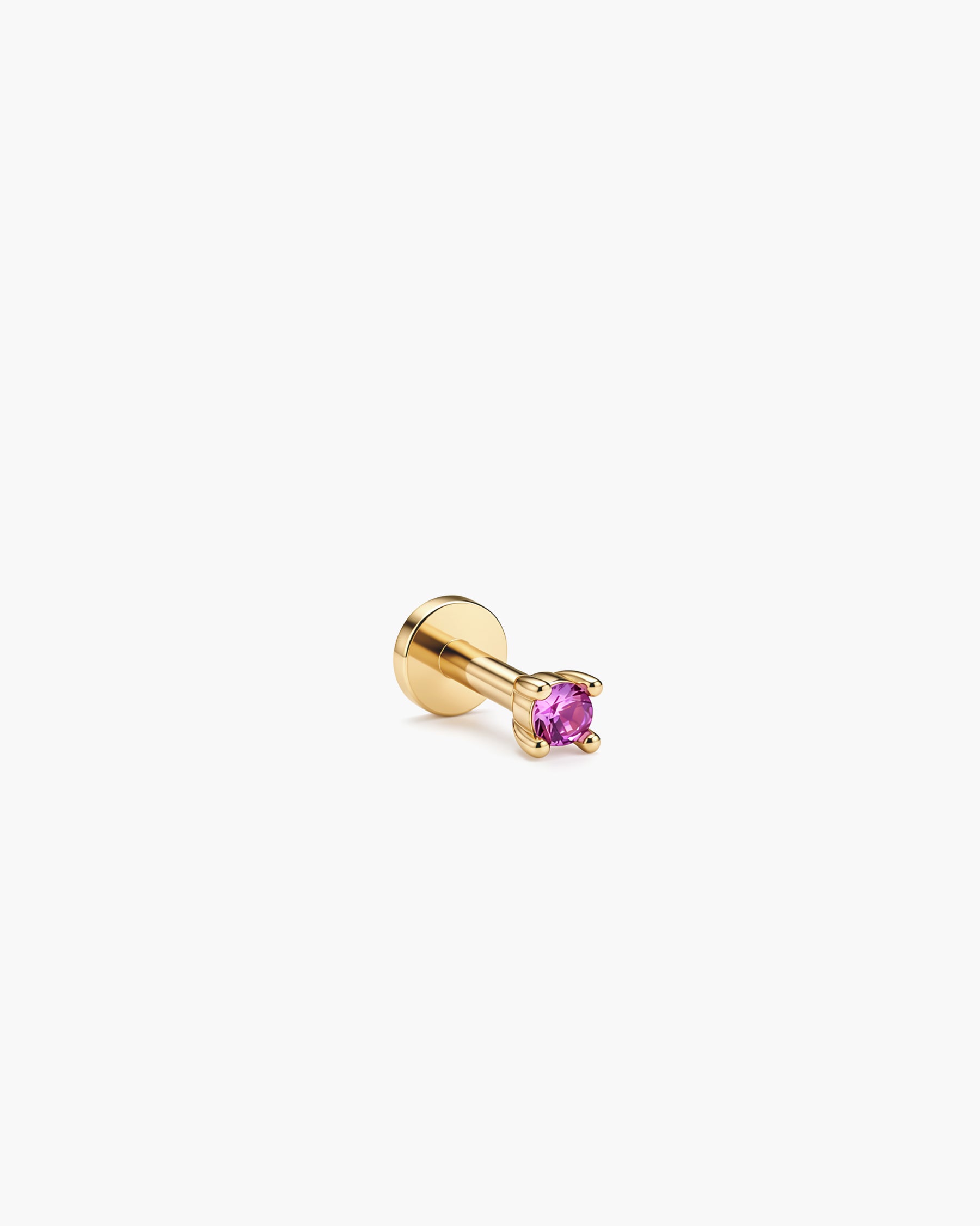 Babe Natural Pink Sapphire Stud Single - 18K Gold Vermeil Natural Pink Sapphire Side Profile