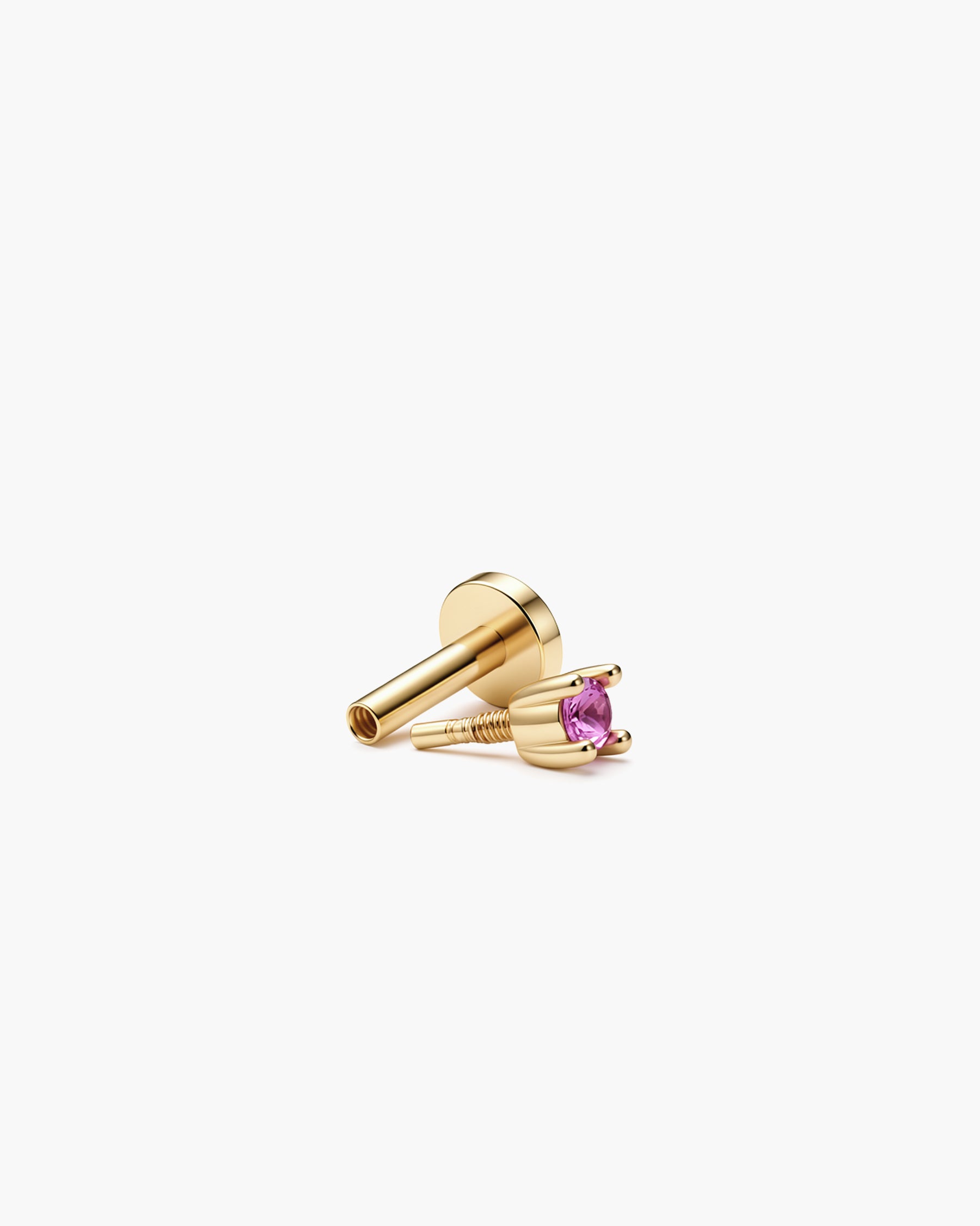 Babe Natural Pink Sapphire Stud Single - 18K Gold Vermeil Natural Pink Sapphire Split Profile