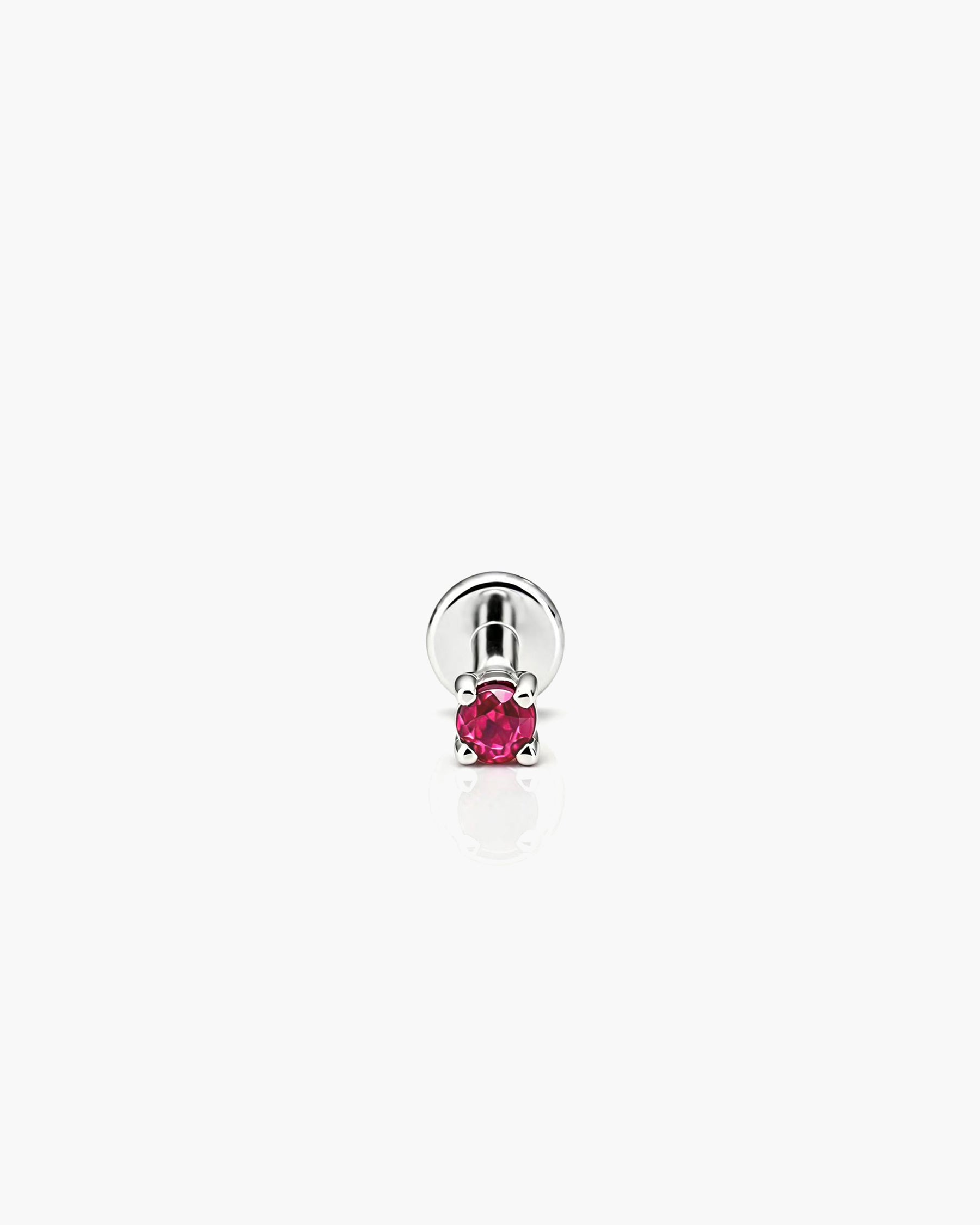 Babe Natural Ruby Stud Single - Titanium Natural Ruby