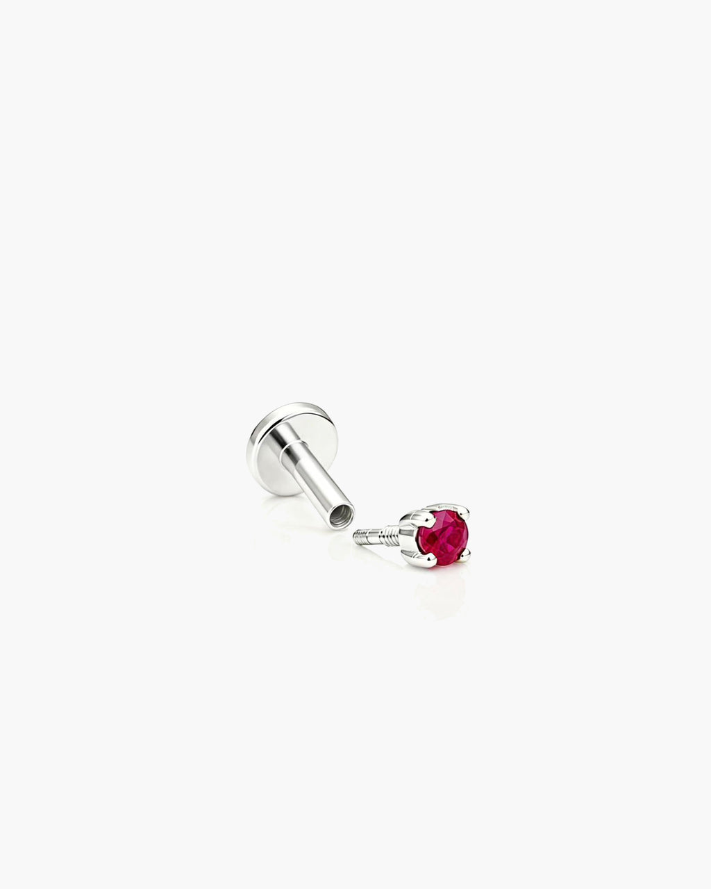 Babe Natural Ruby Stud Single - Titanium Natural Ruby Split Profile