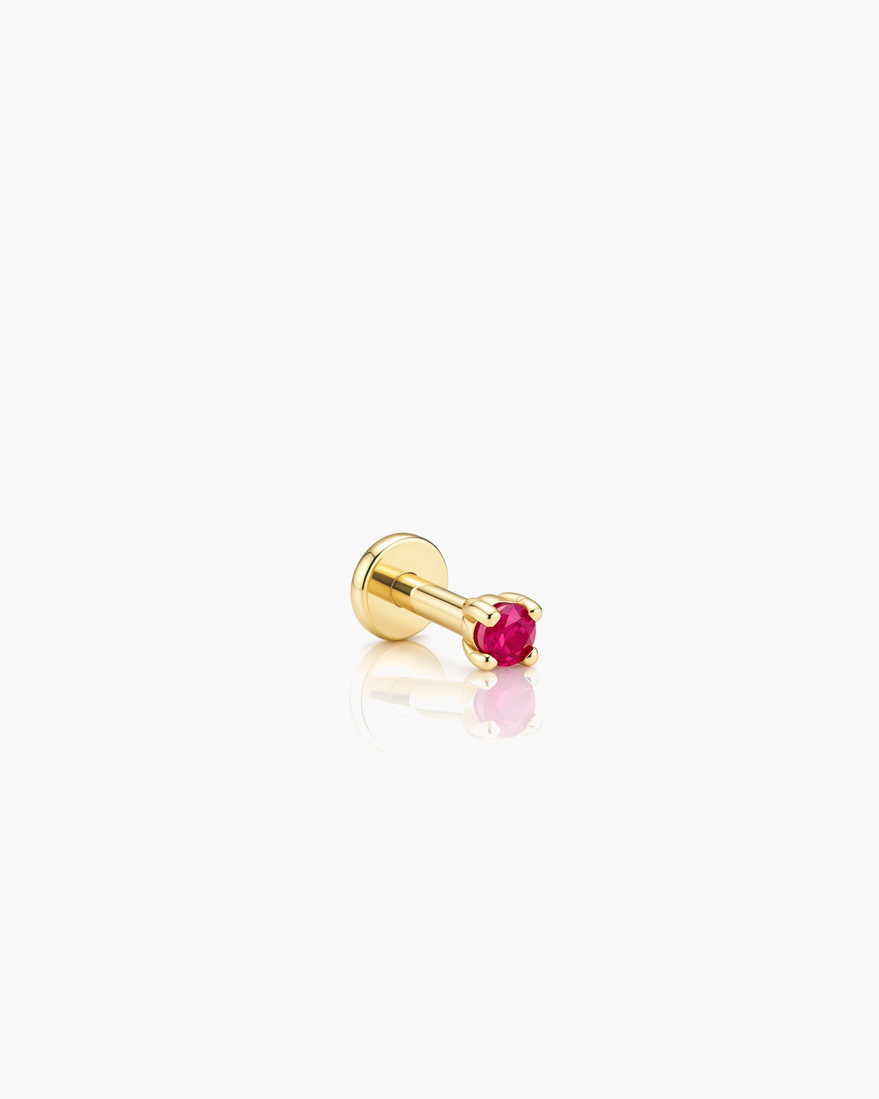 Babe Natural Ruby Stud Single - 18K Gold Vermeil Natural Ruby Side Profile