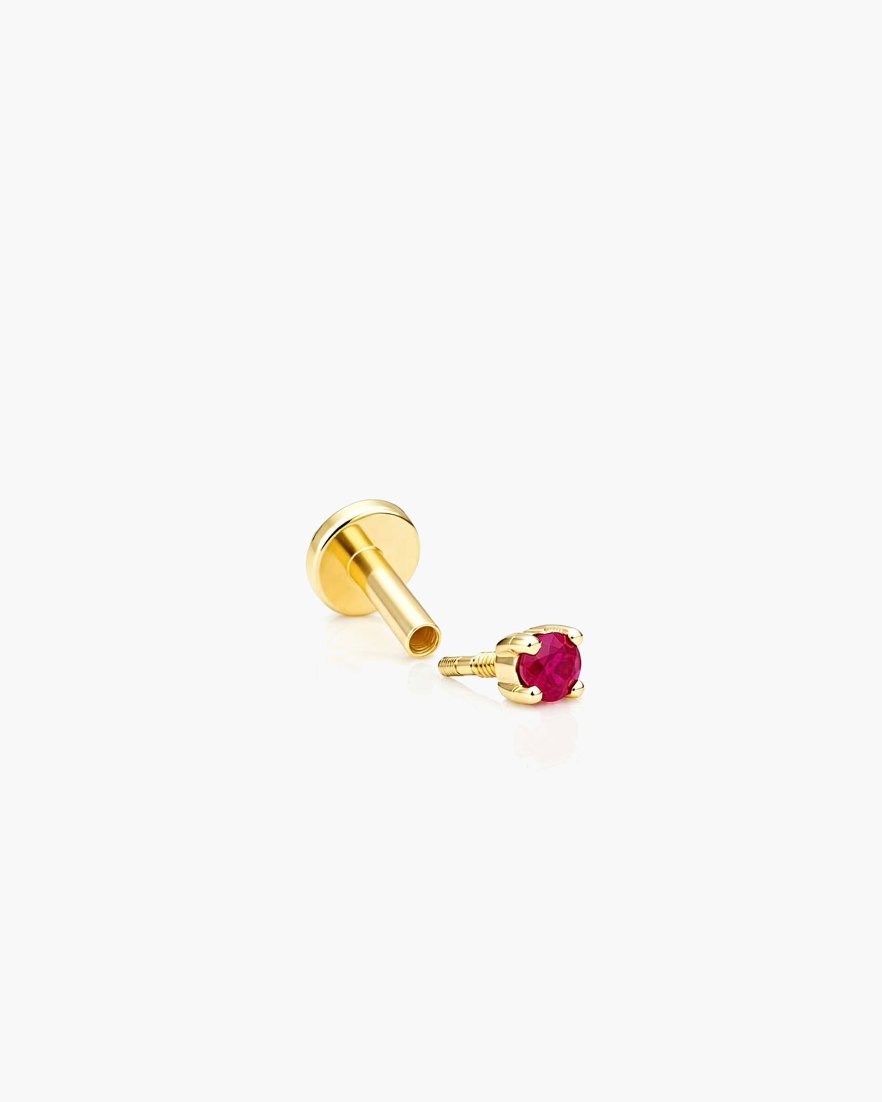 Babe Natural Ruby Stud Single - 18K Gold Vermeil Natural Ruby Split Profile
