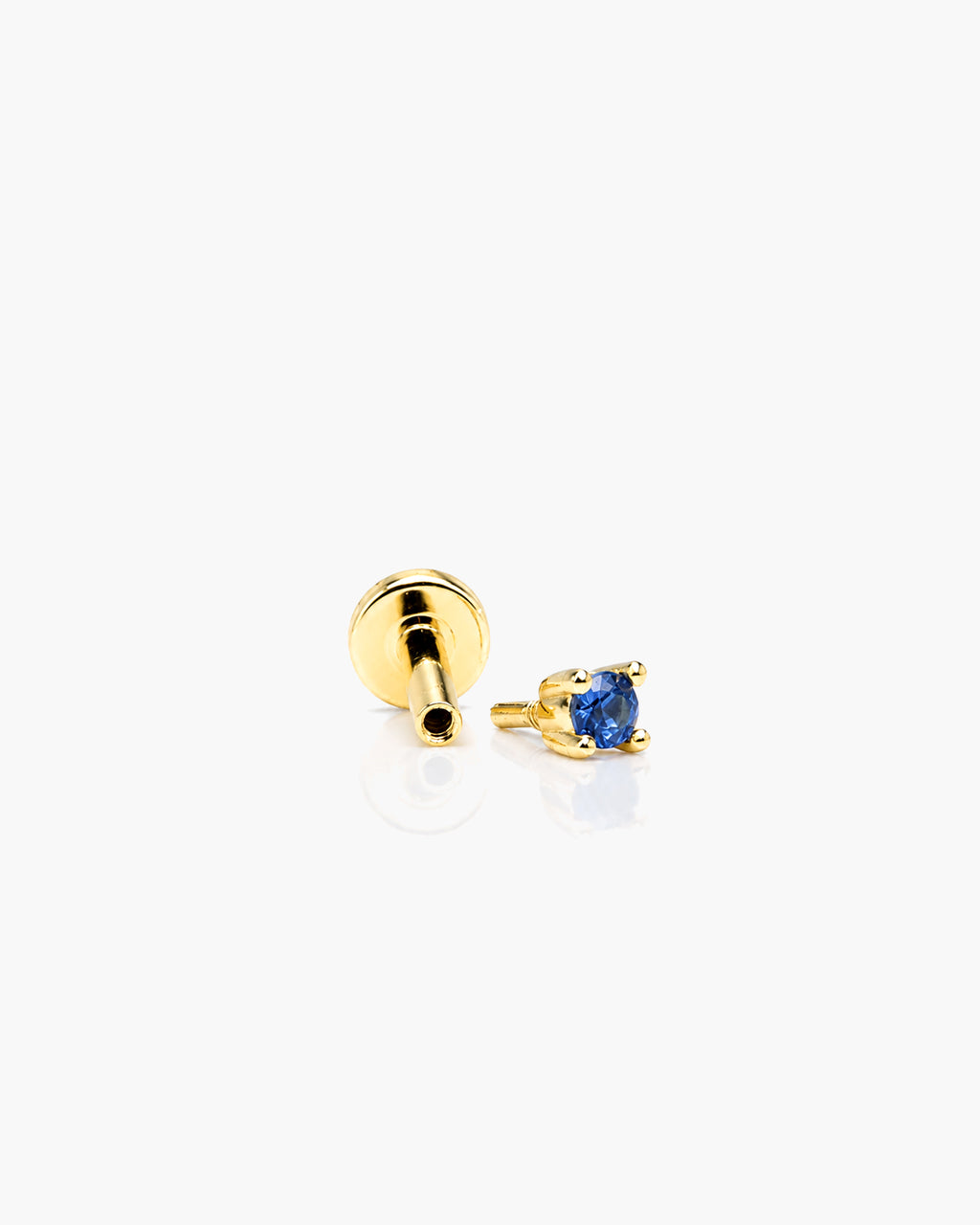 Babe Natural Sapphire Stud Single -18K Gold Vermeil Natural Sapphire Split Profile