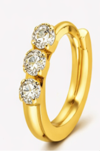 14K Gold Trio Natural Diamond Hoop