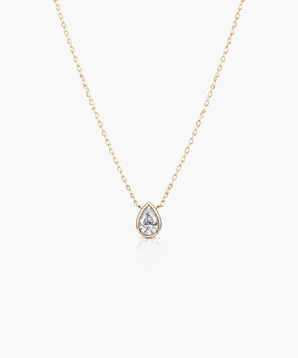 Lumi Pear Diamond Necklace - 14K Yellow Gold Lab Grown Diamond