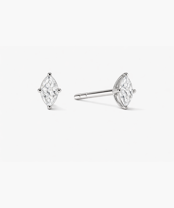 Marquise Diamond Studs - Silver Lab Grown Marquise Diamond