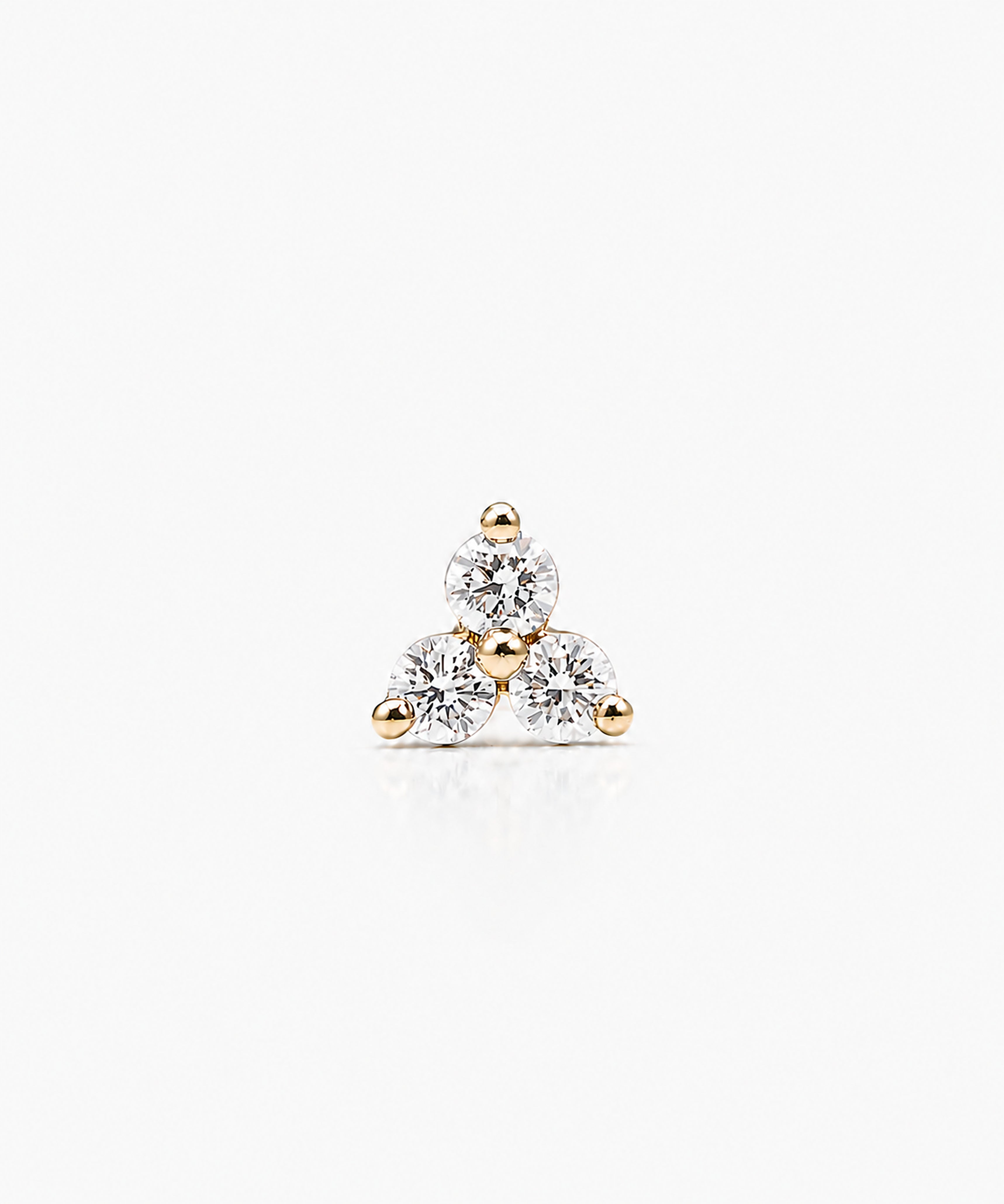 Trio Diamond Stud Single - 14K Yellow Gold Lab Grown Diamond